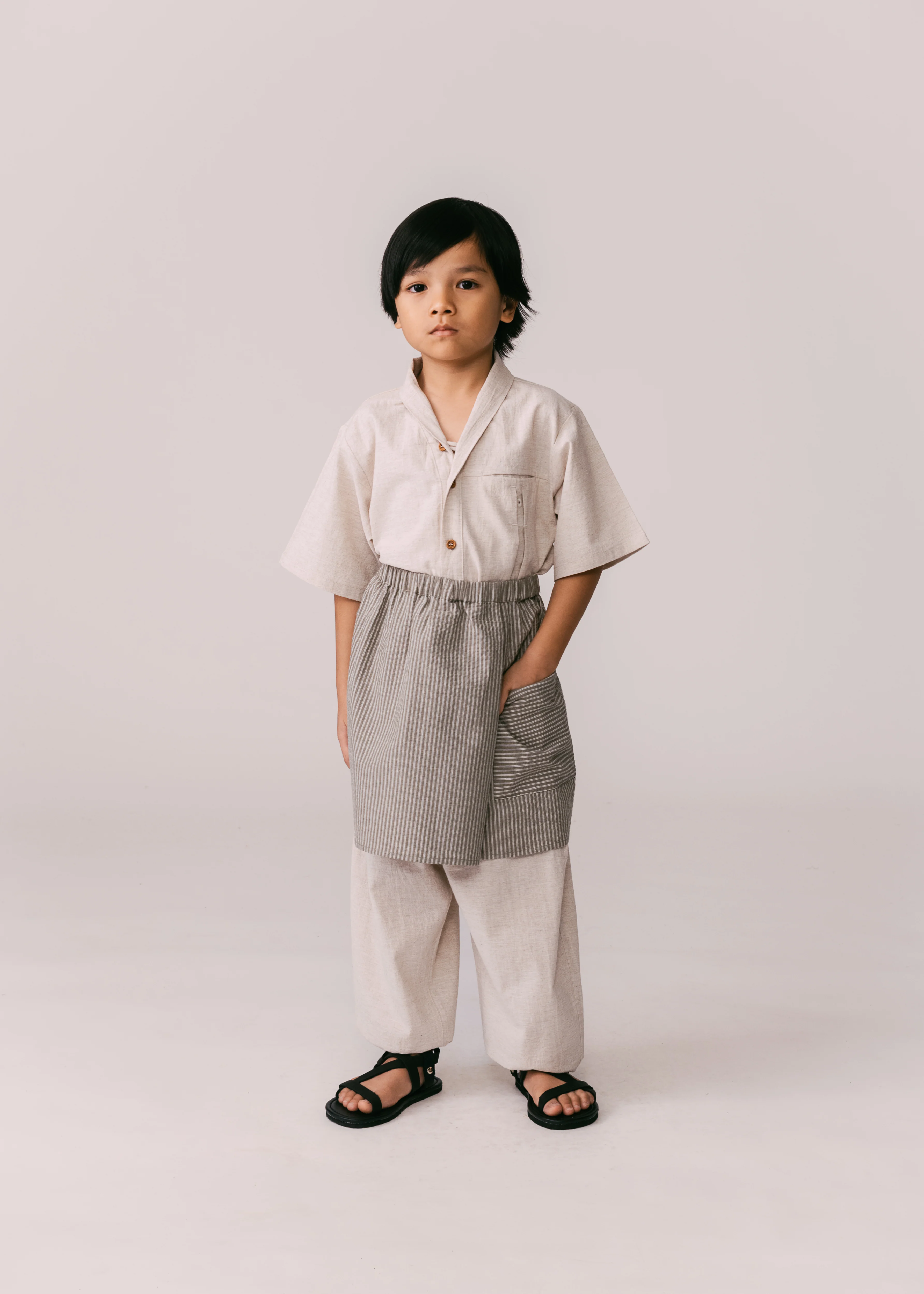 Kids: Alir Samping (Olive Stripe) - Image 3