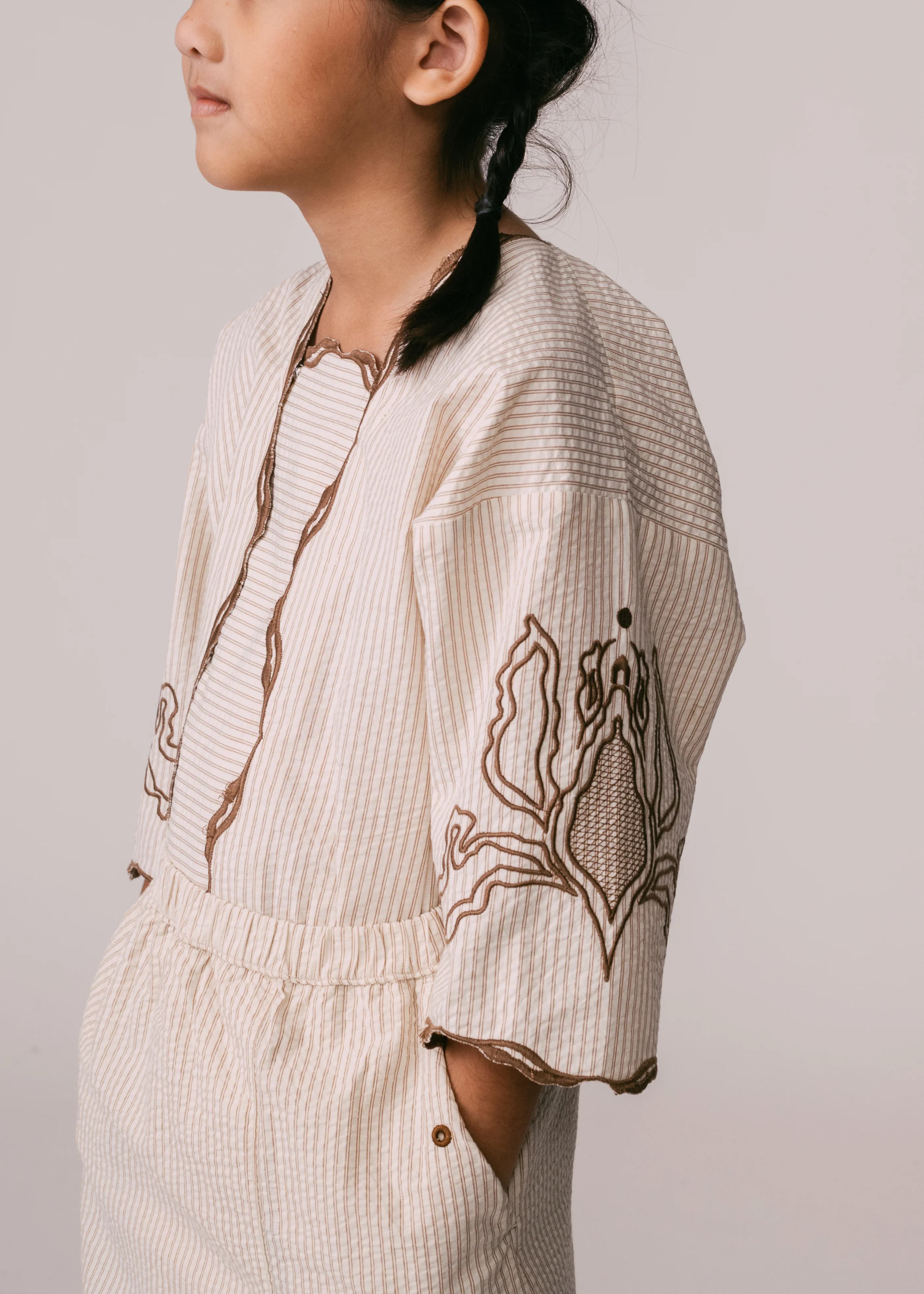 Kids: Mekar Folded Sarung (Brown Stripe) - Image 3