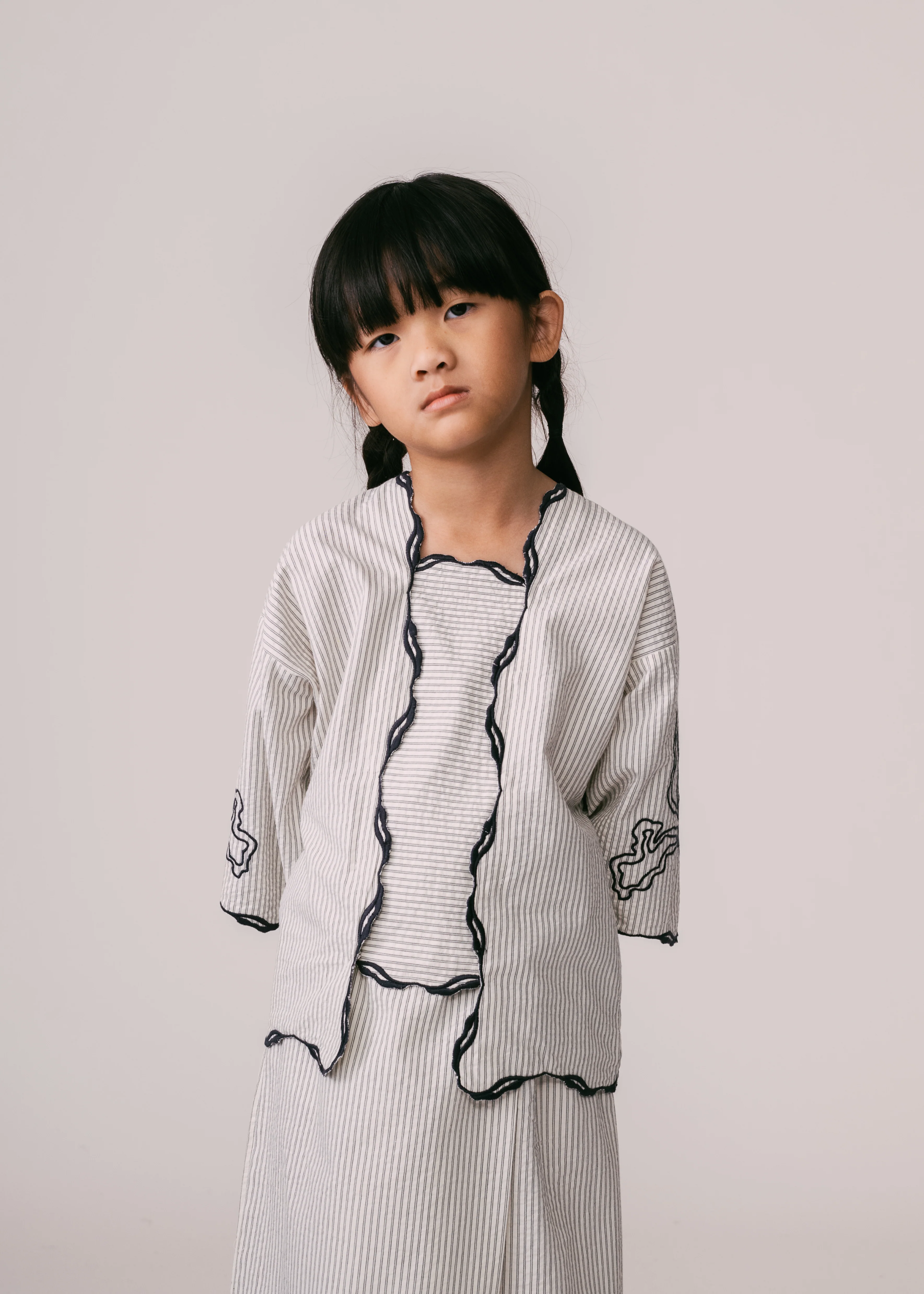Kids: Mekar Loose Kebaya (Black Stripe) - Image 3