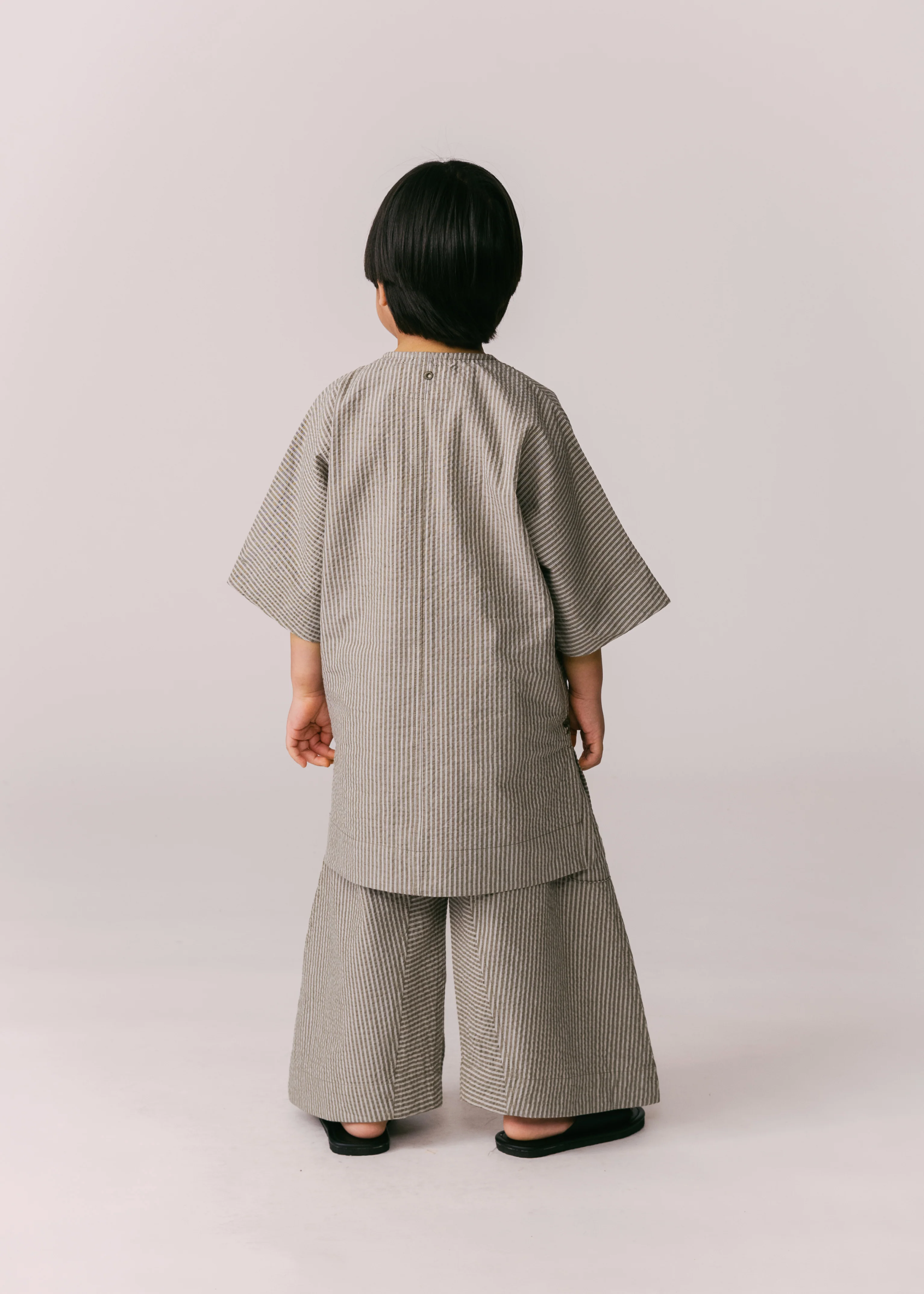 Kids: Tahan Kurta (Olive Stripe) - Image 3