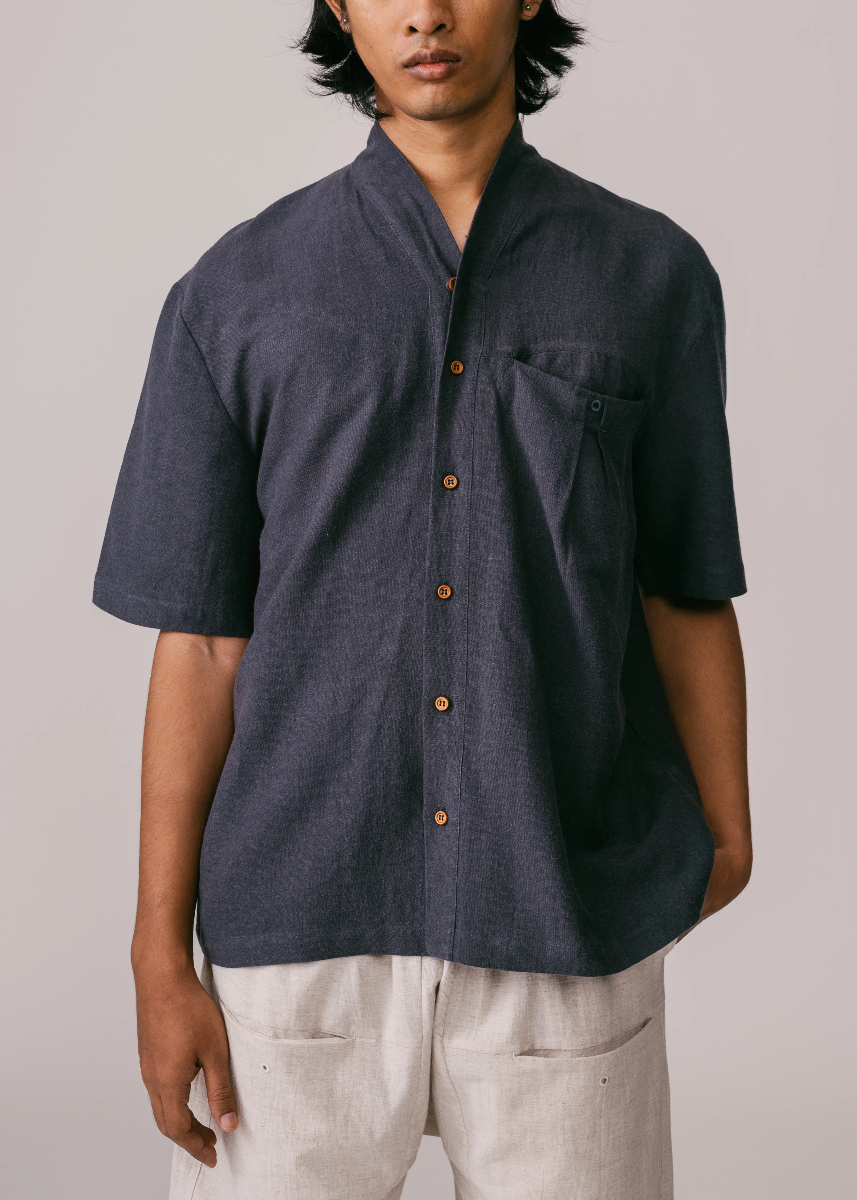 Men: Alir Collared Shirt (Navy Blue) - Image 3