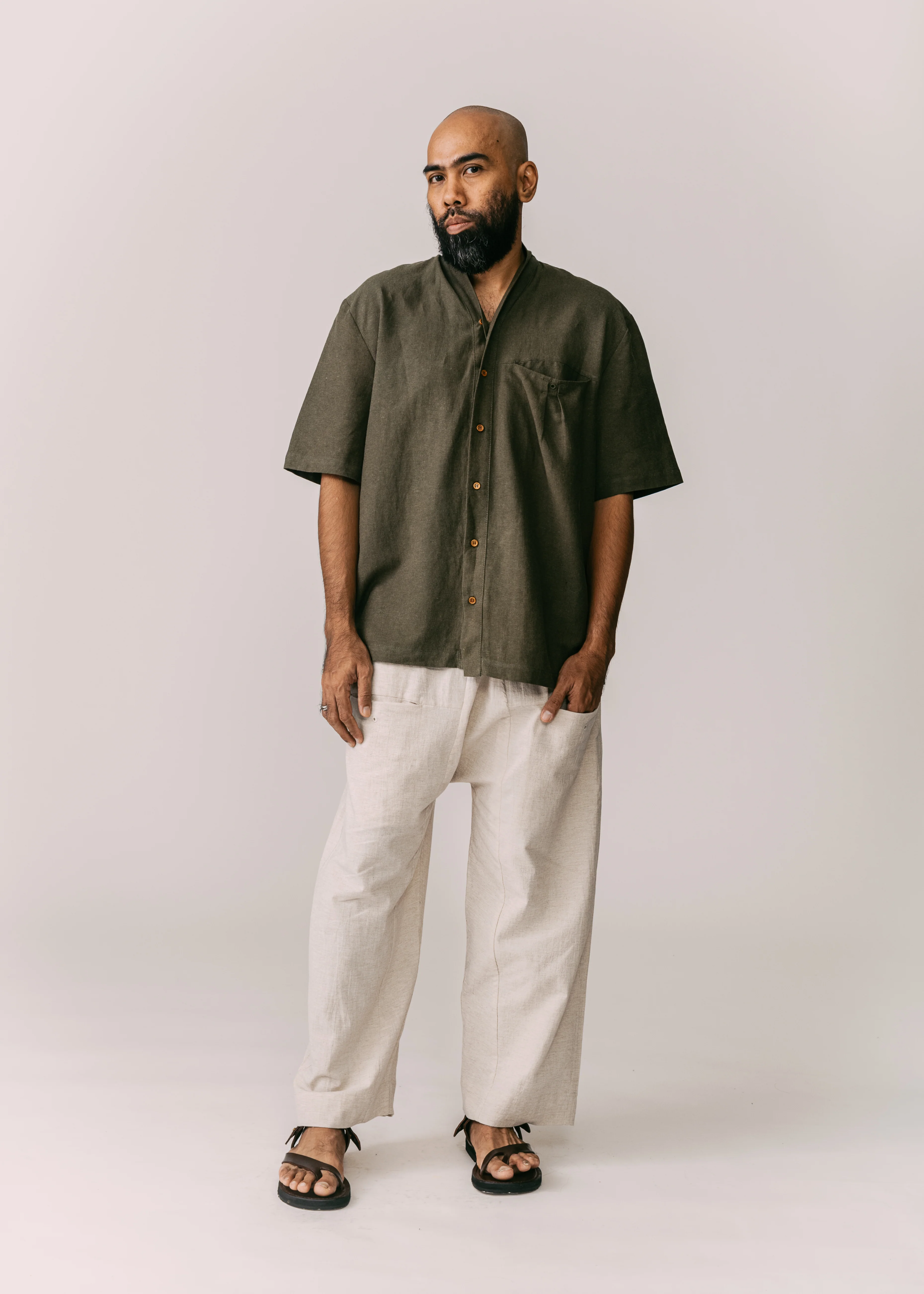 Men: Alir Collared Shirt (Olive) - Image 5