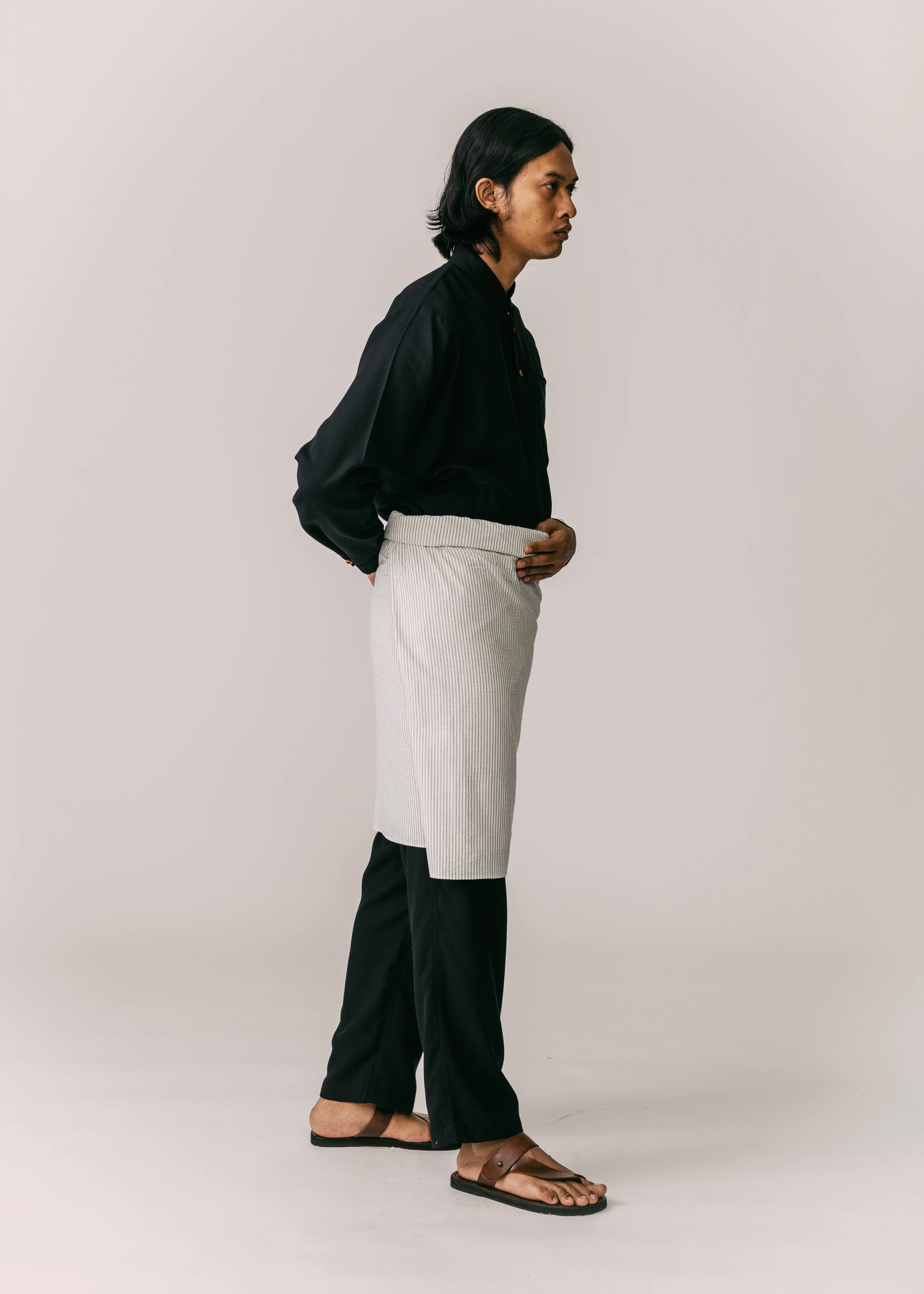 Unisex: Alir Samping/ Selendang (Black Stripe) - Image 3