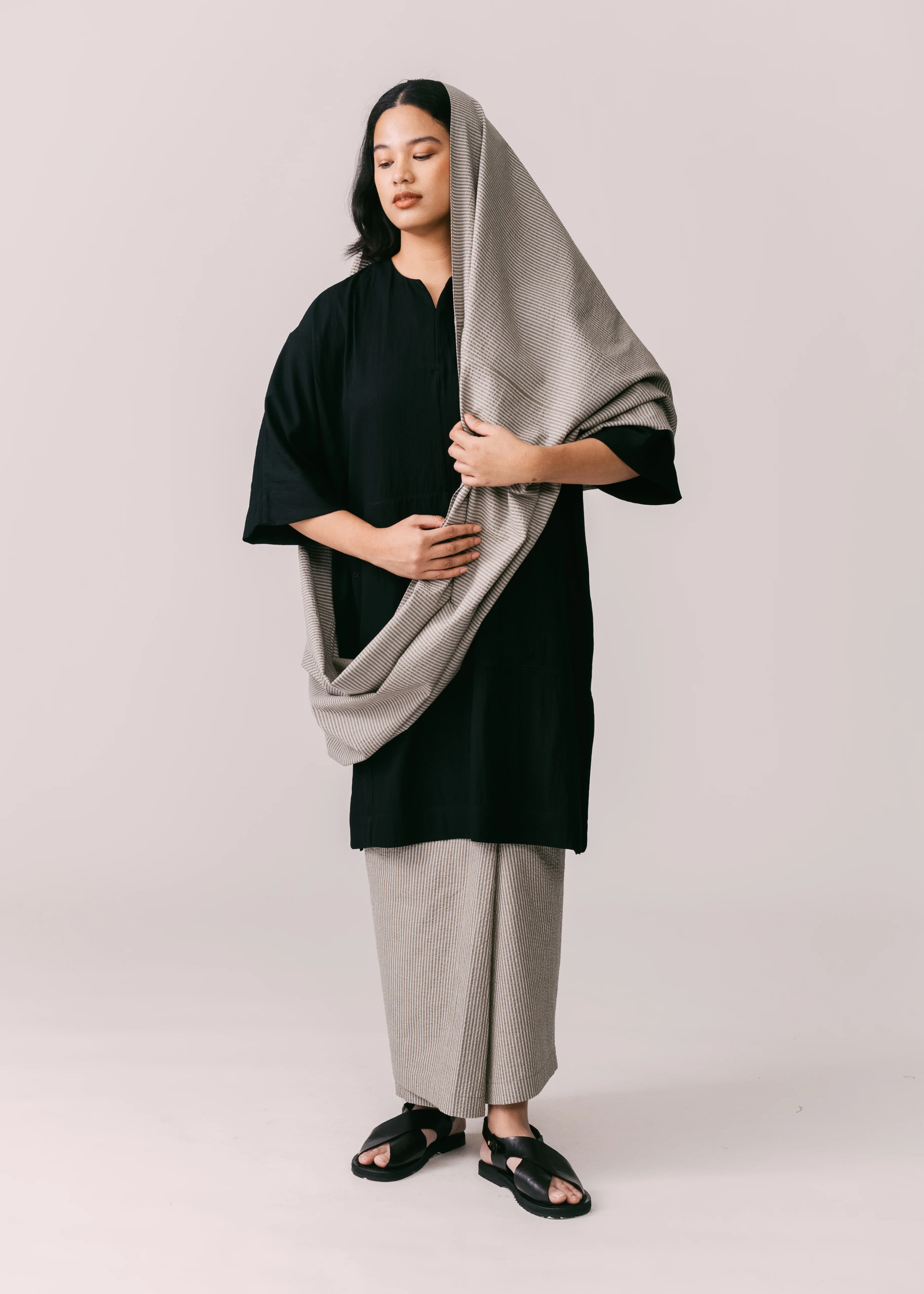 Unisex: Alir Samping/ Selendang (Olive Stripe) - Image 4