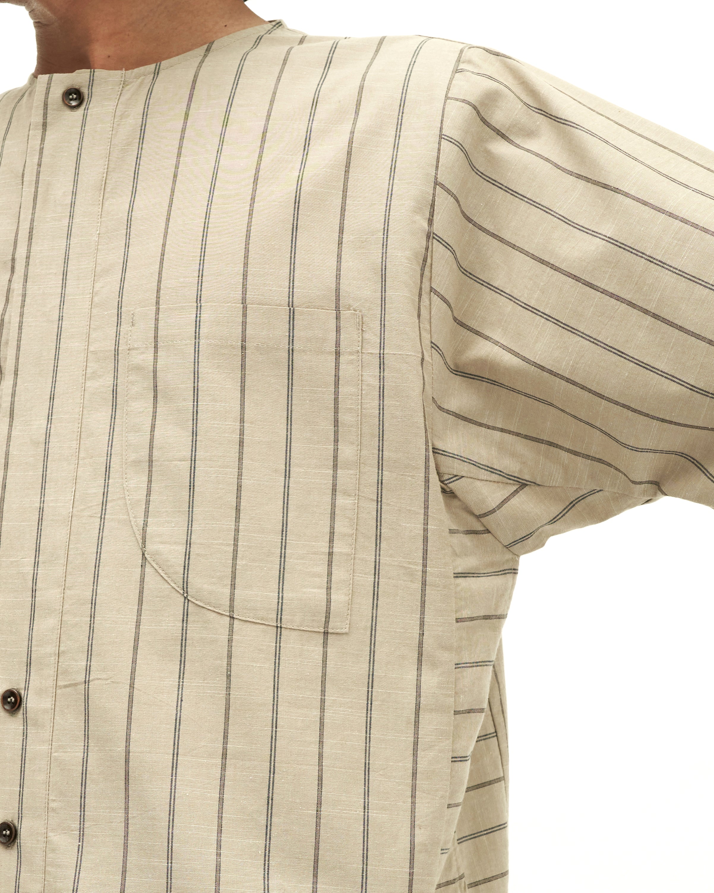 Men: Galah Buttoned Shirt (Grey Stripe) - Image 3