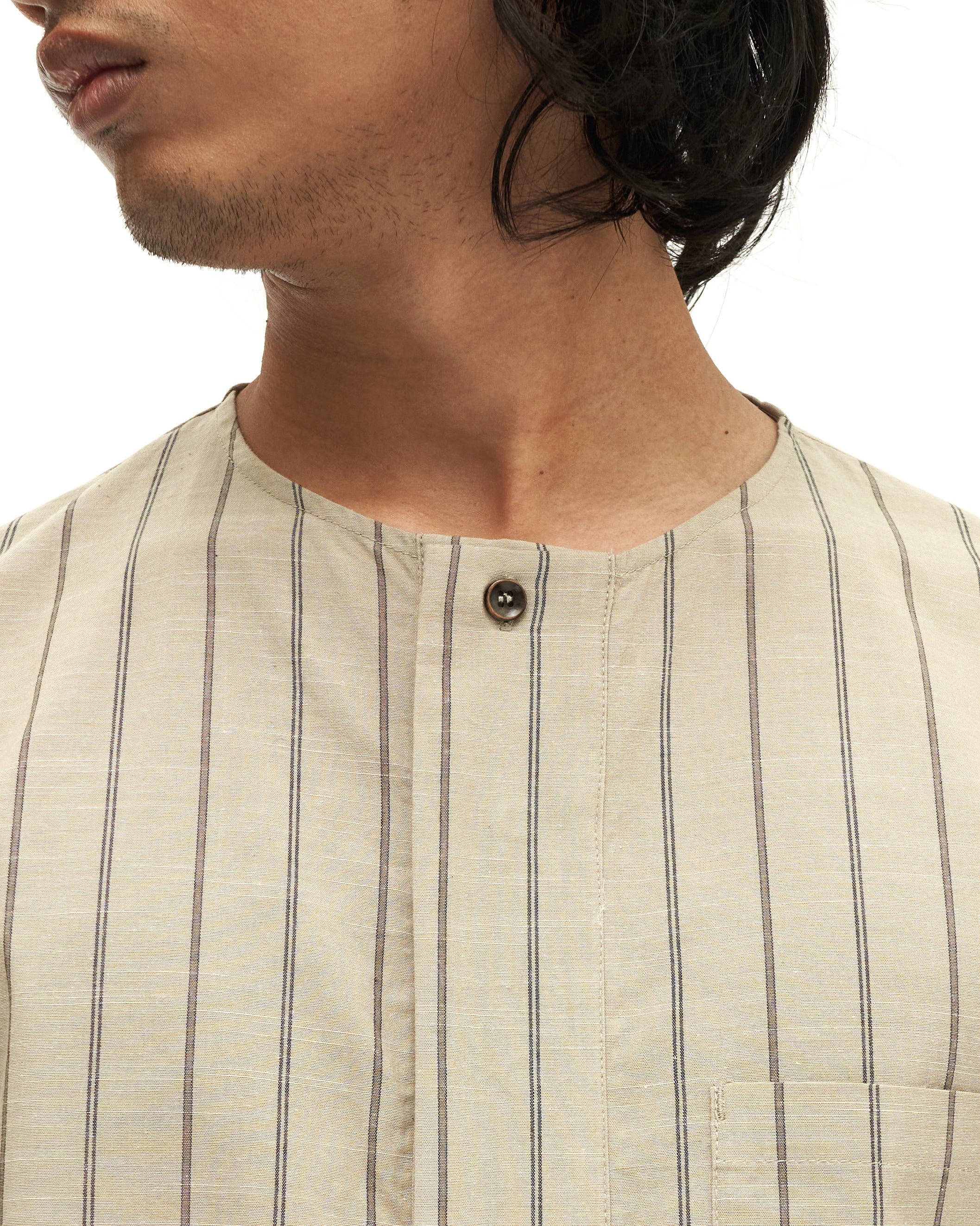 Men: Galah Buttoned Shirt (Grey Stripe) - Image 4