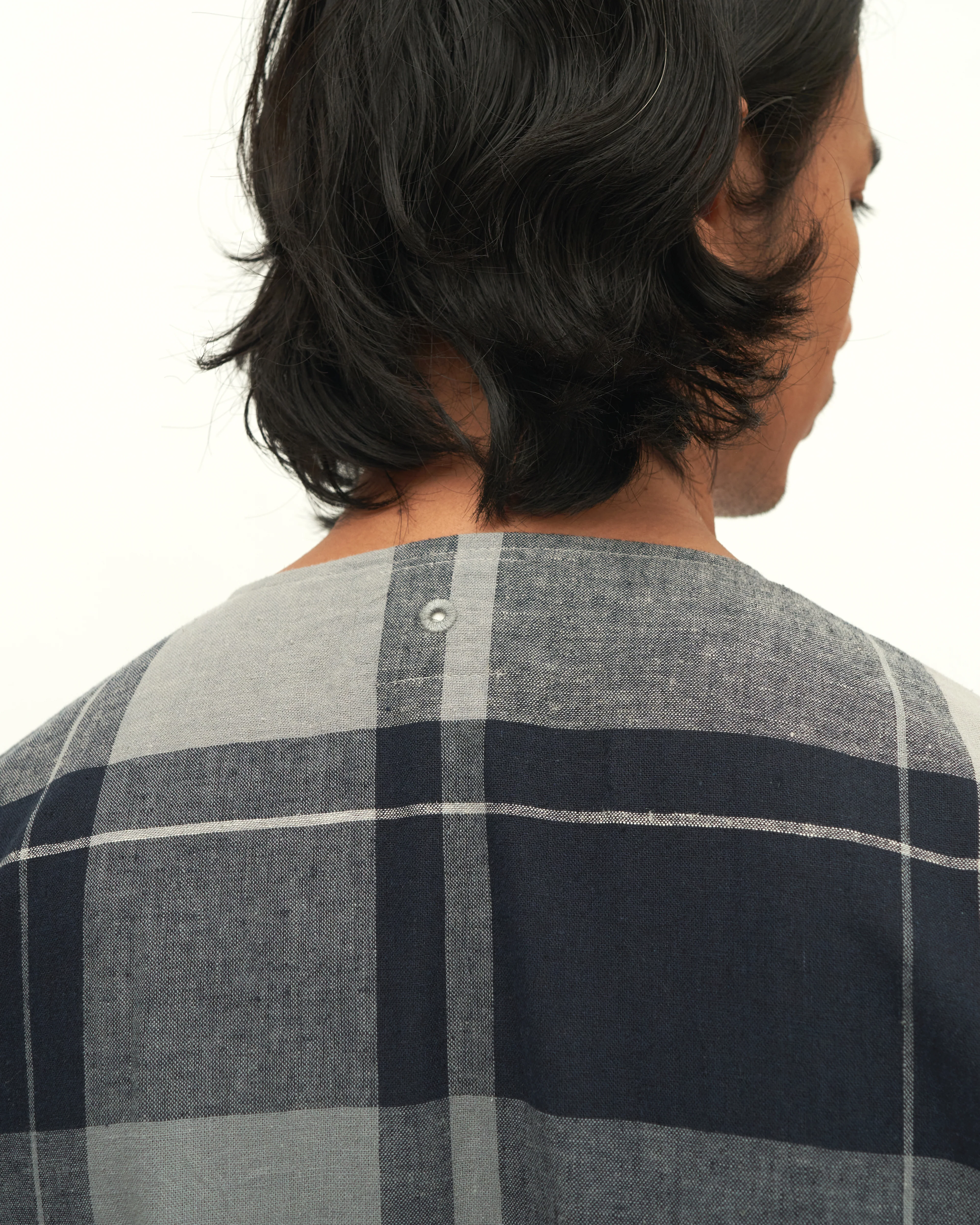 Men: Kongsi Keyhole Top (Blue Plaid) - Image 8