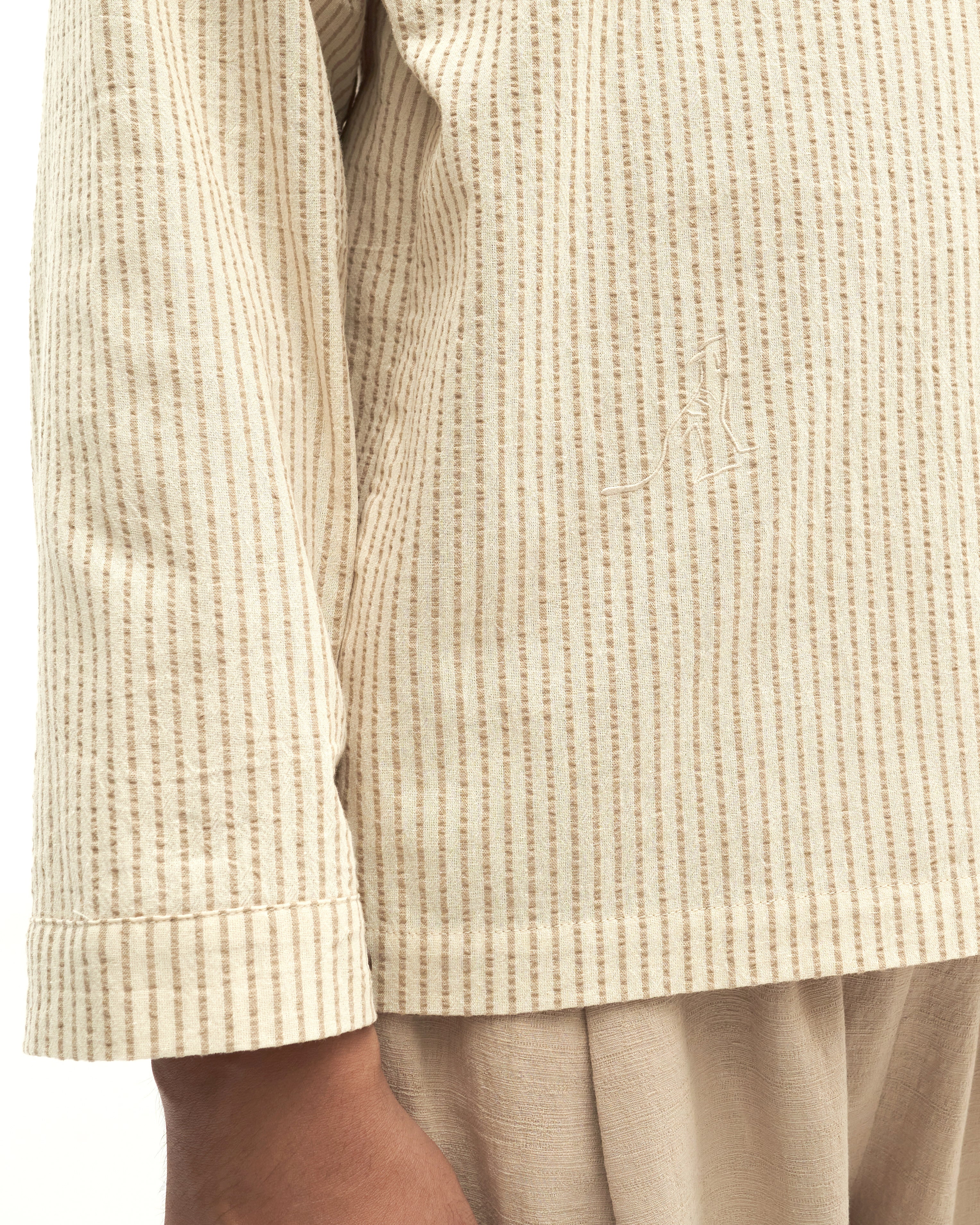 Men: Mao Baju Melayu (Brown Stripe) - Image 4