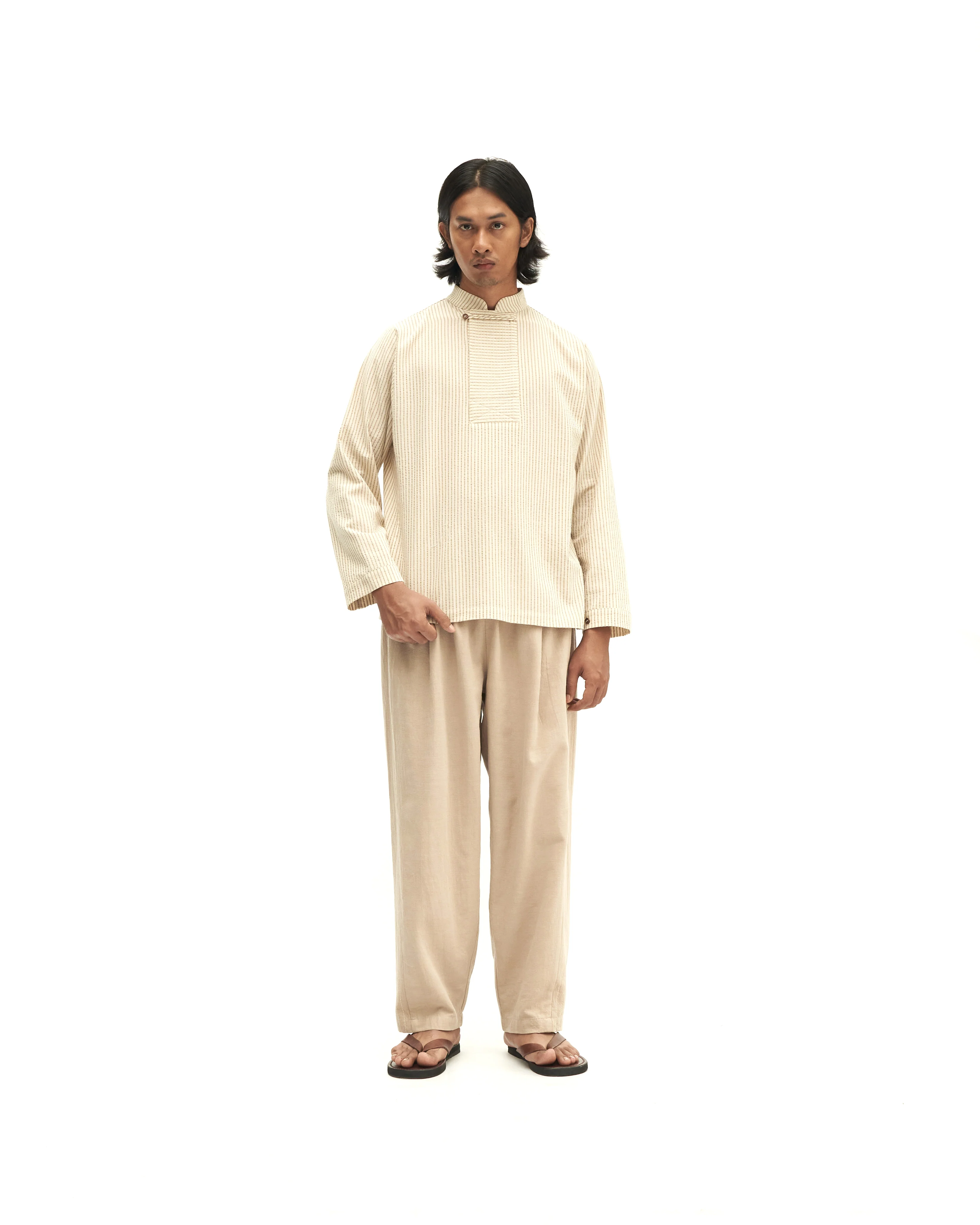 Men: Mao Baju Melayu (Brown Stripe) - Image 6