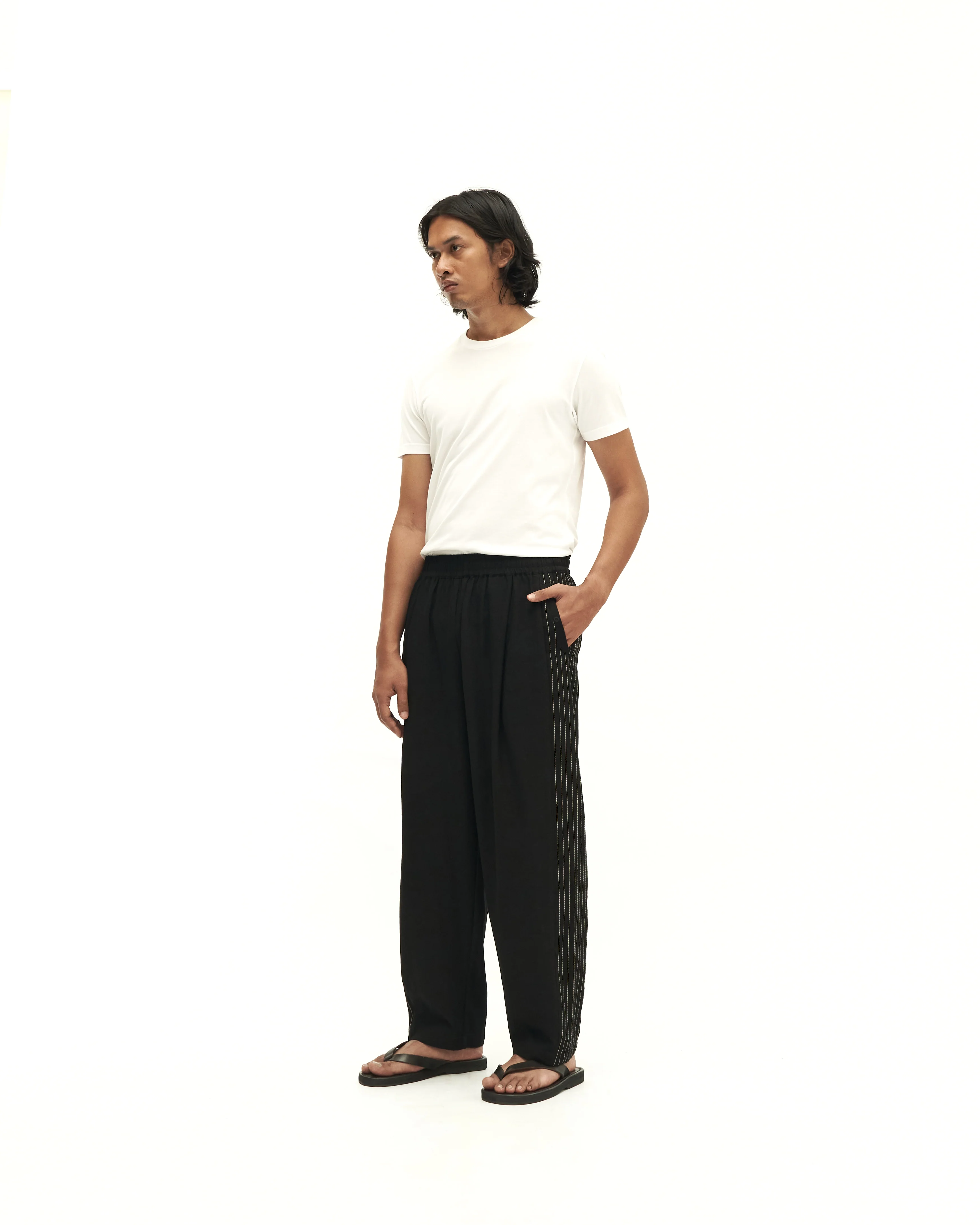 Men: Mao Straight Pants (Black) - Image 3