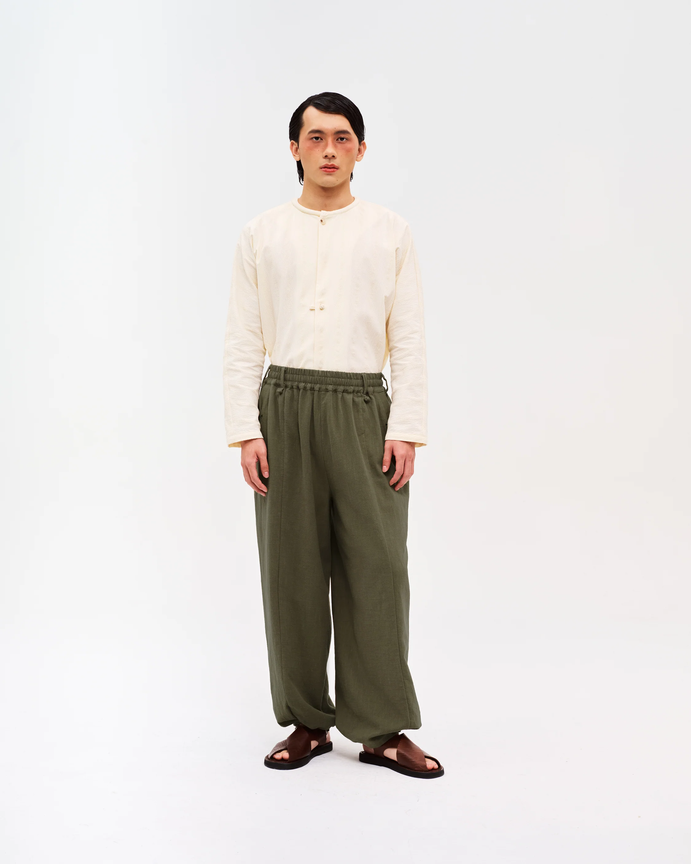 Men: Tart Wide Pants (Olive) - Image 3