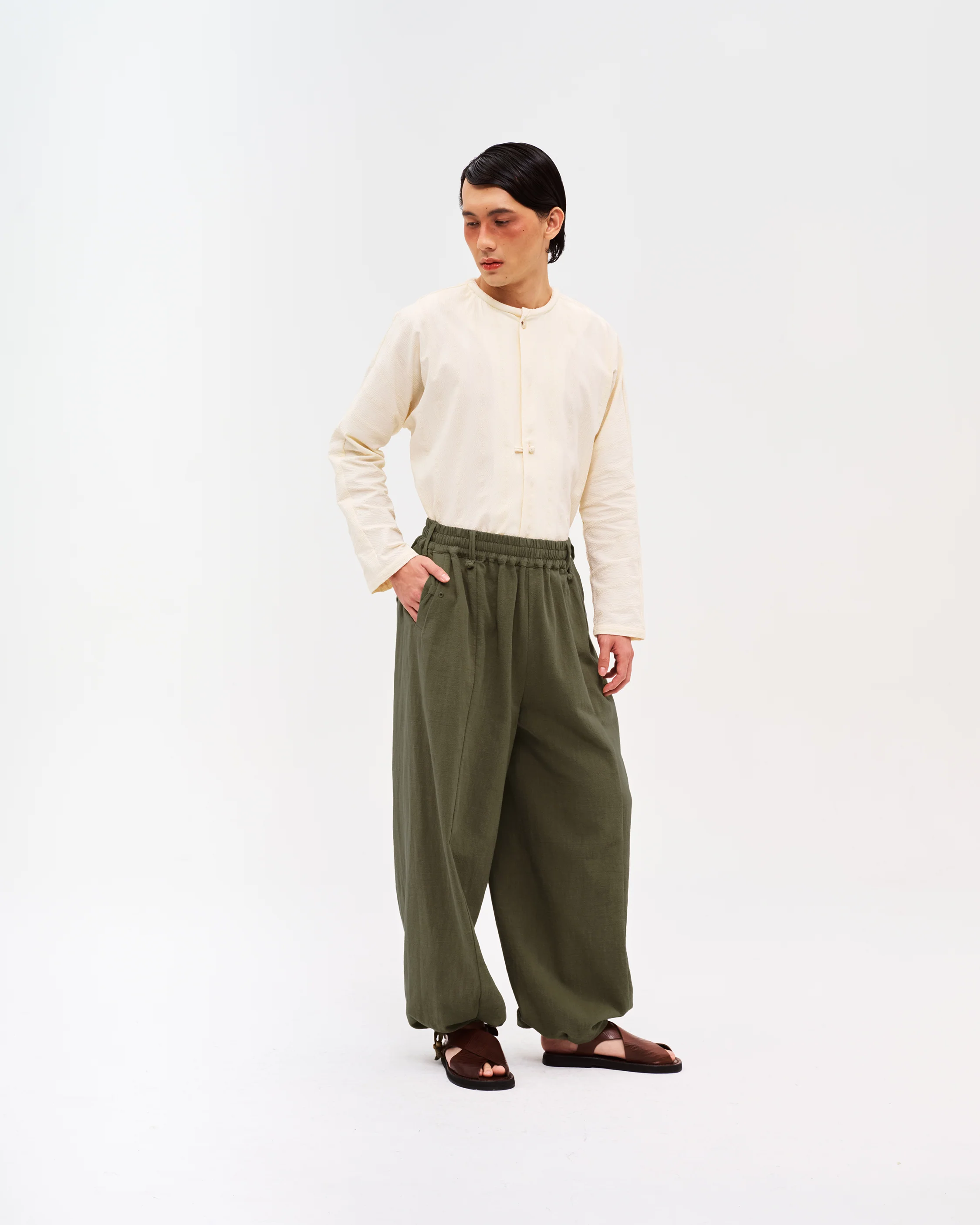 Men: Tart Wide Pants (Olive) - Image 4