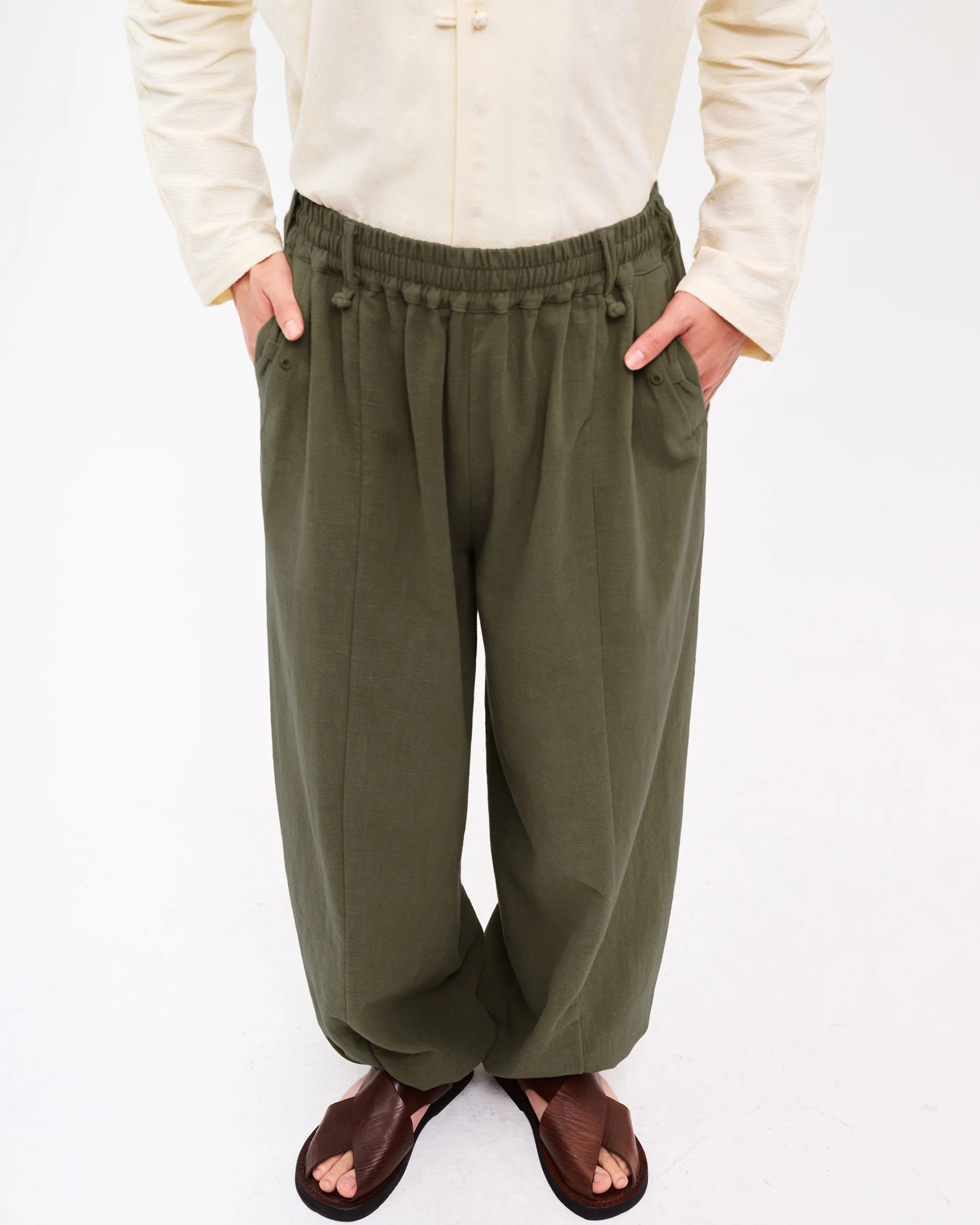 Men: Tart Wide Pants (Olive) - Image 7