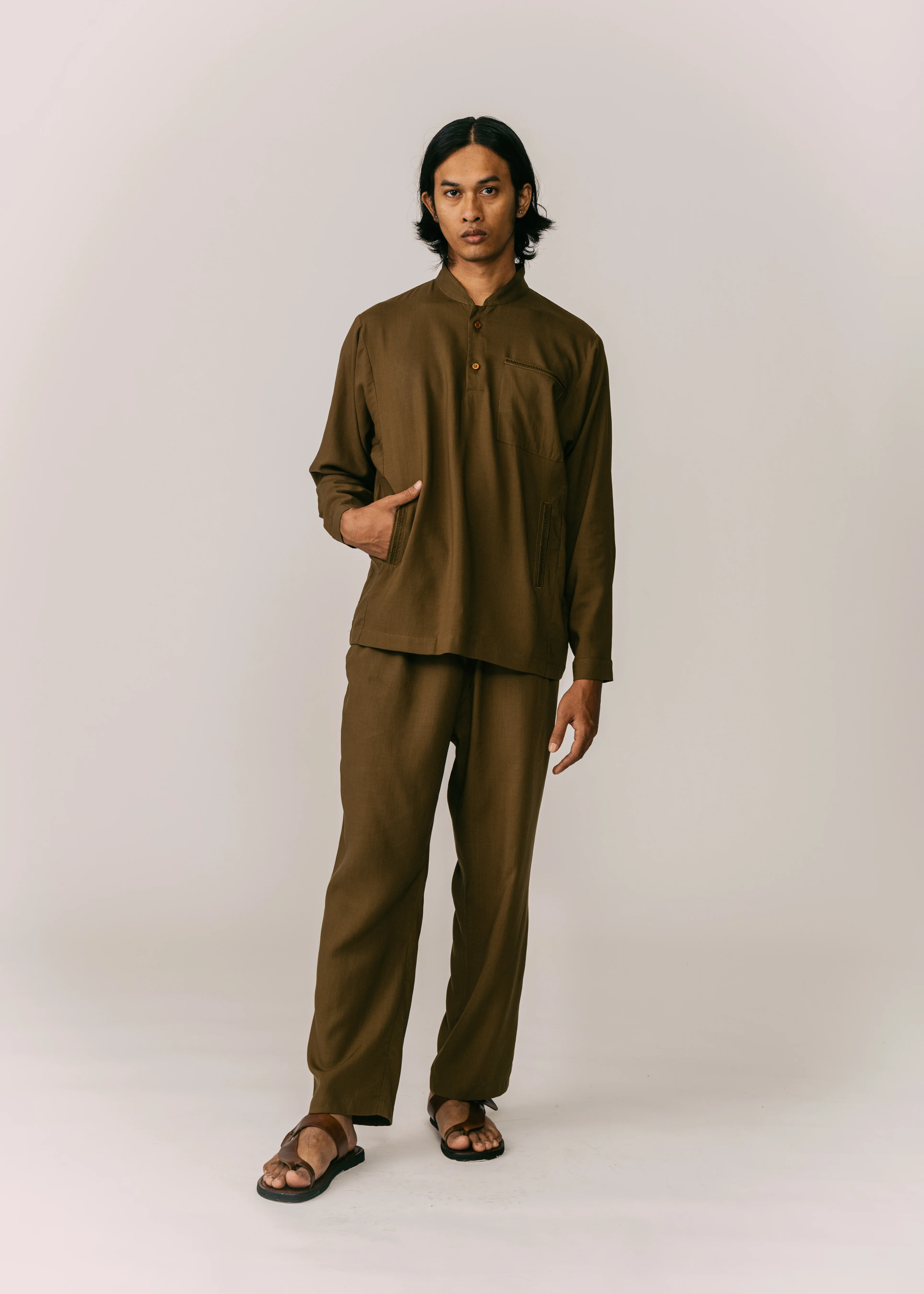 Men: Terus Baju Melayu (Olive) - Image 3