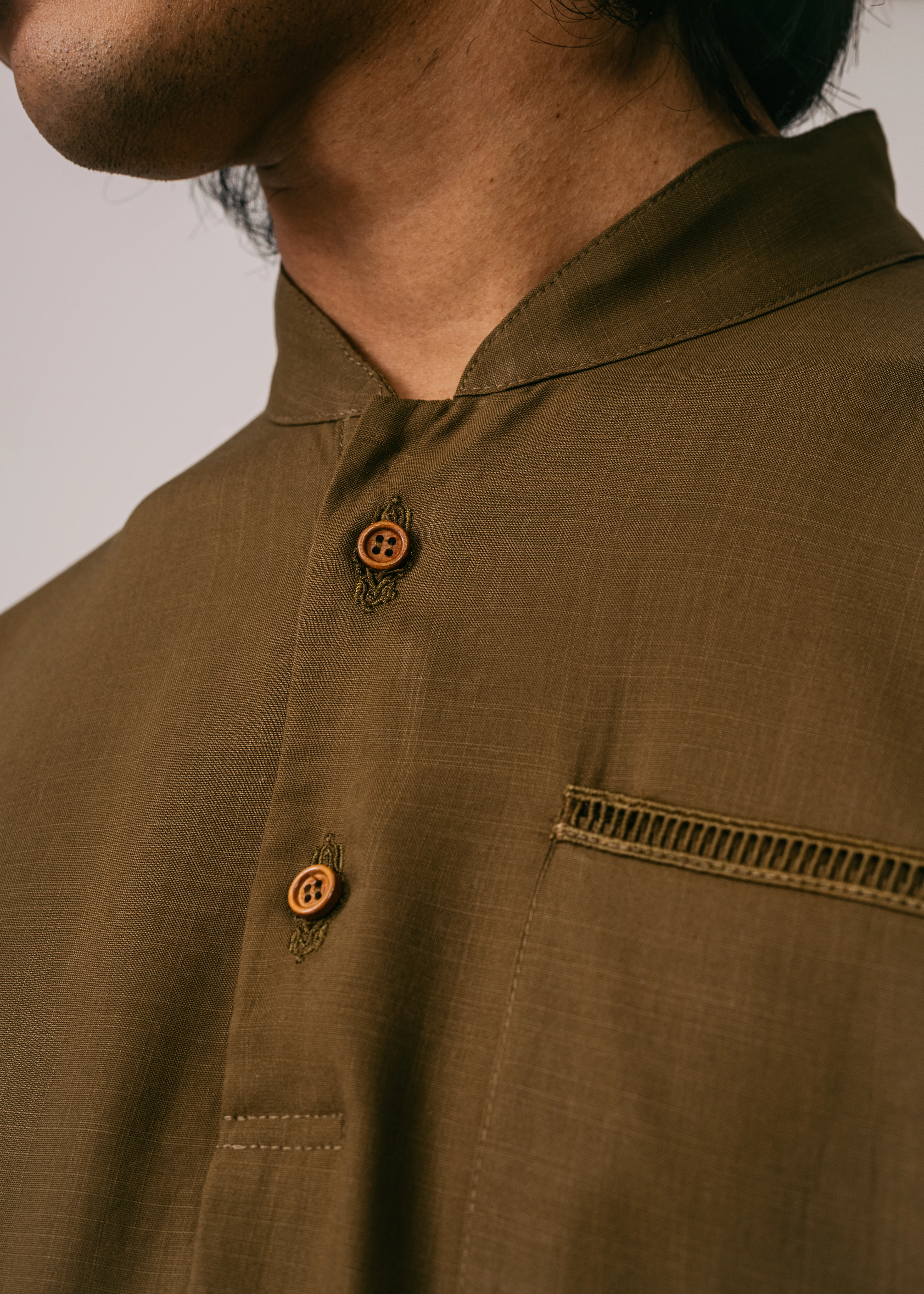 Men: Terus Baju Melayu (Olive) - Image 4