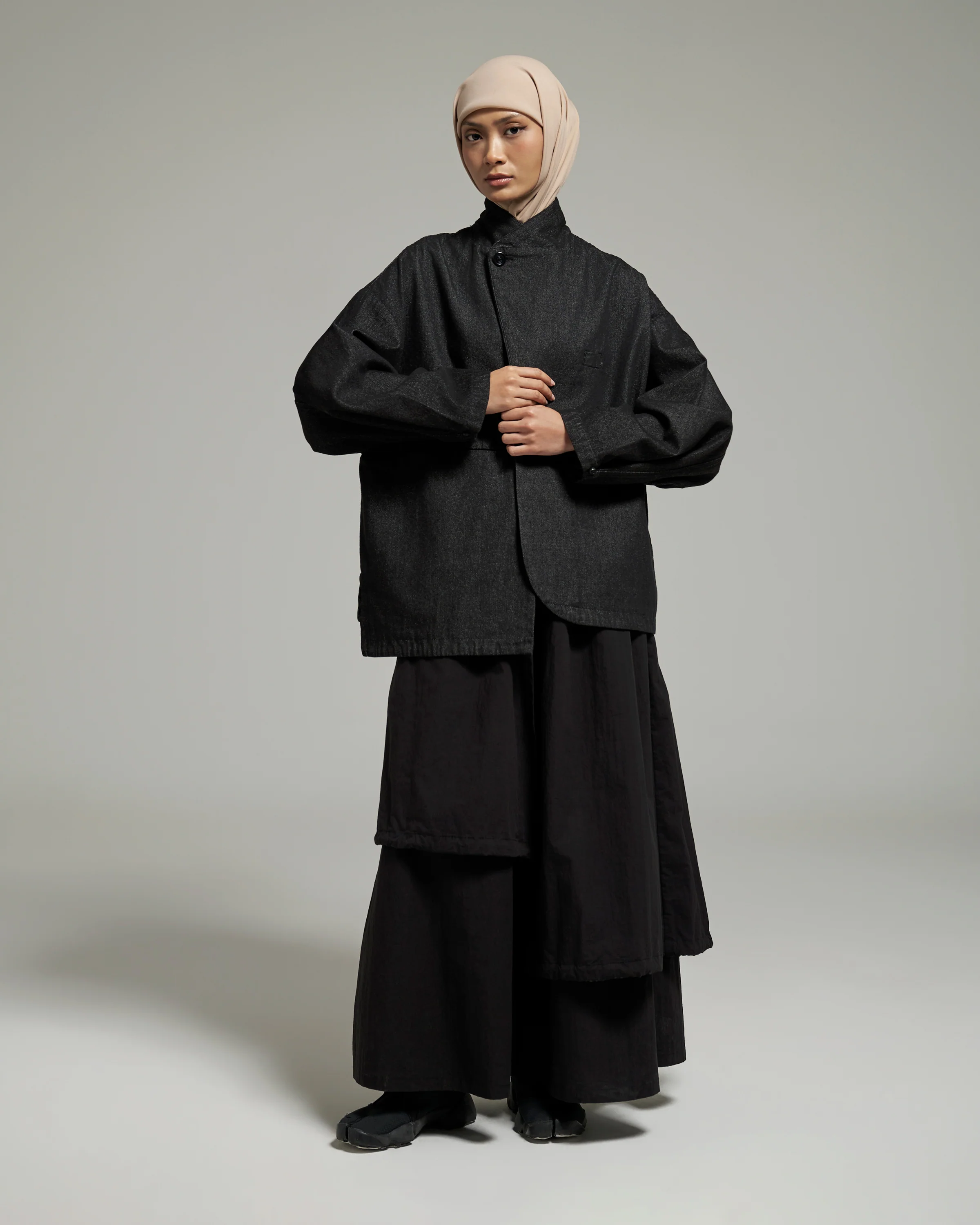 Unisex: The Asymmetrical Jacket (Black Denim) - Image 6