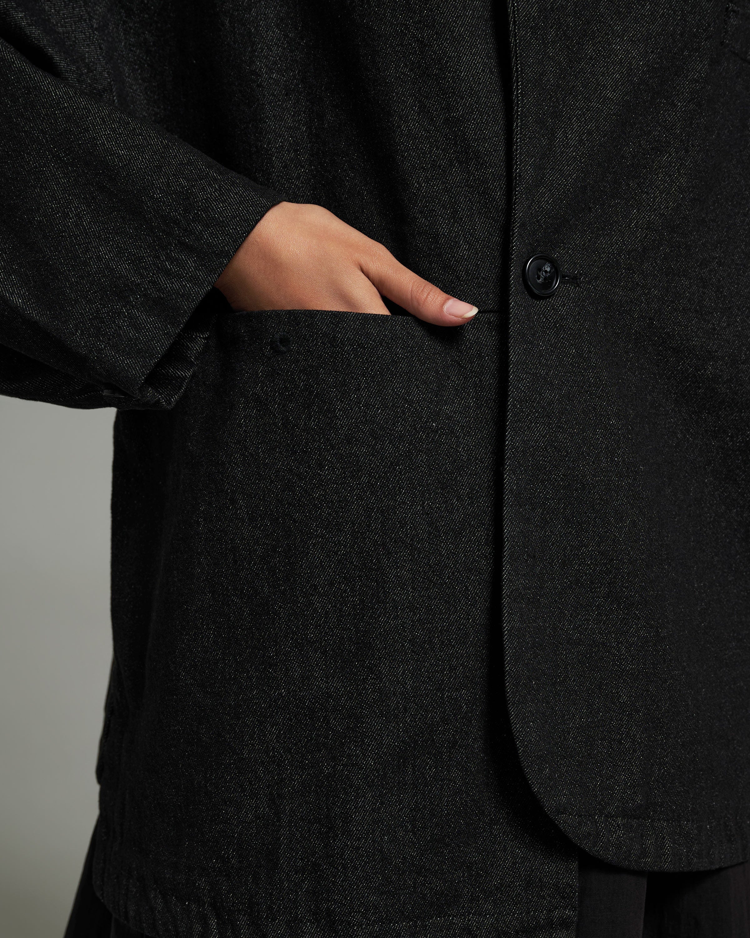 Unisex: The Asymmetrical Jacket (Black Denim) - Image 8