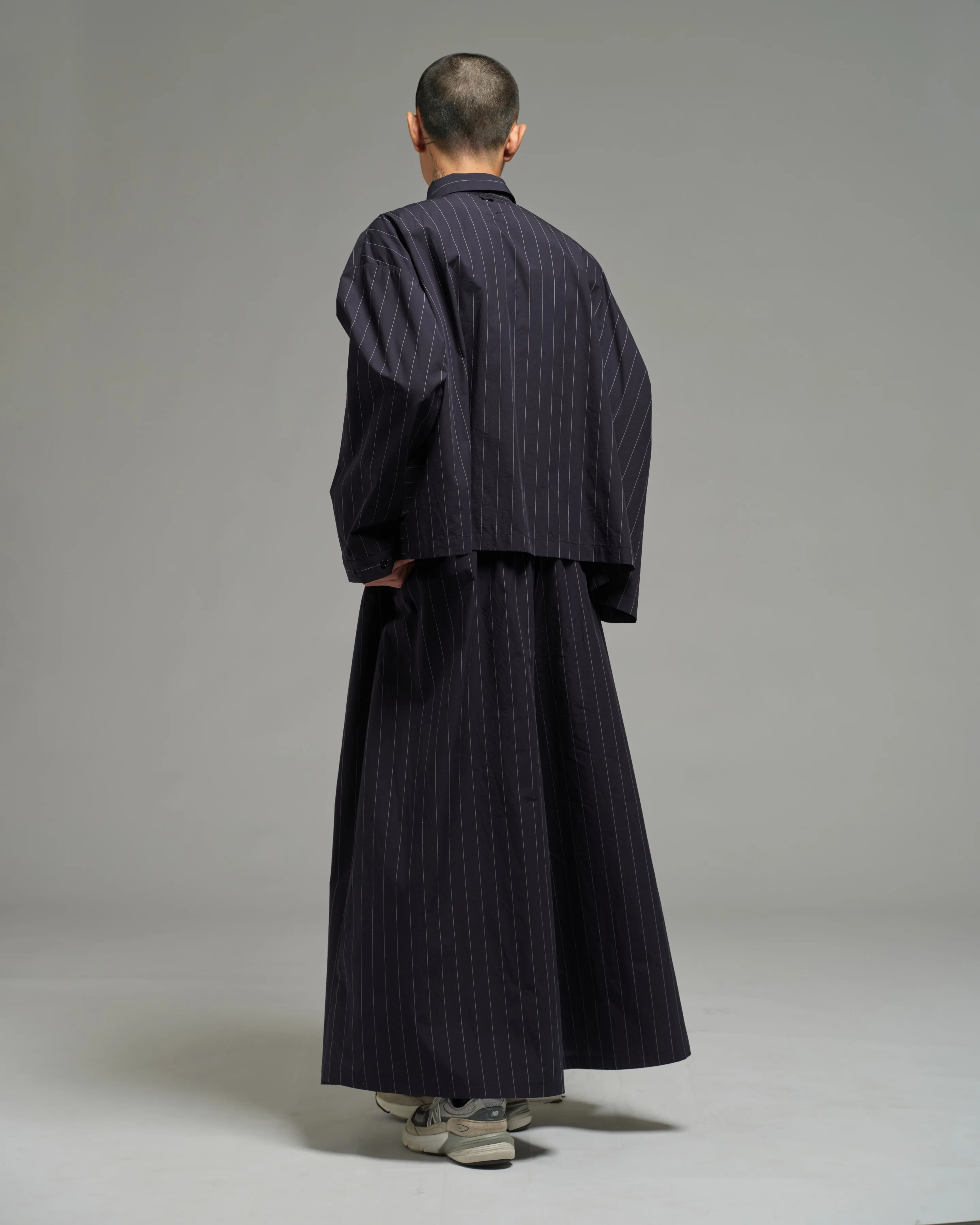 Unisex: Asymmetrical Shirt (Pinstripe Dark Blue) - Image 4