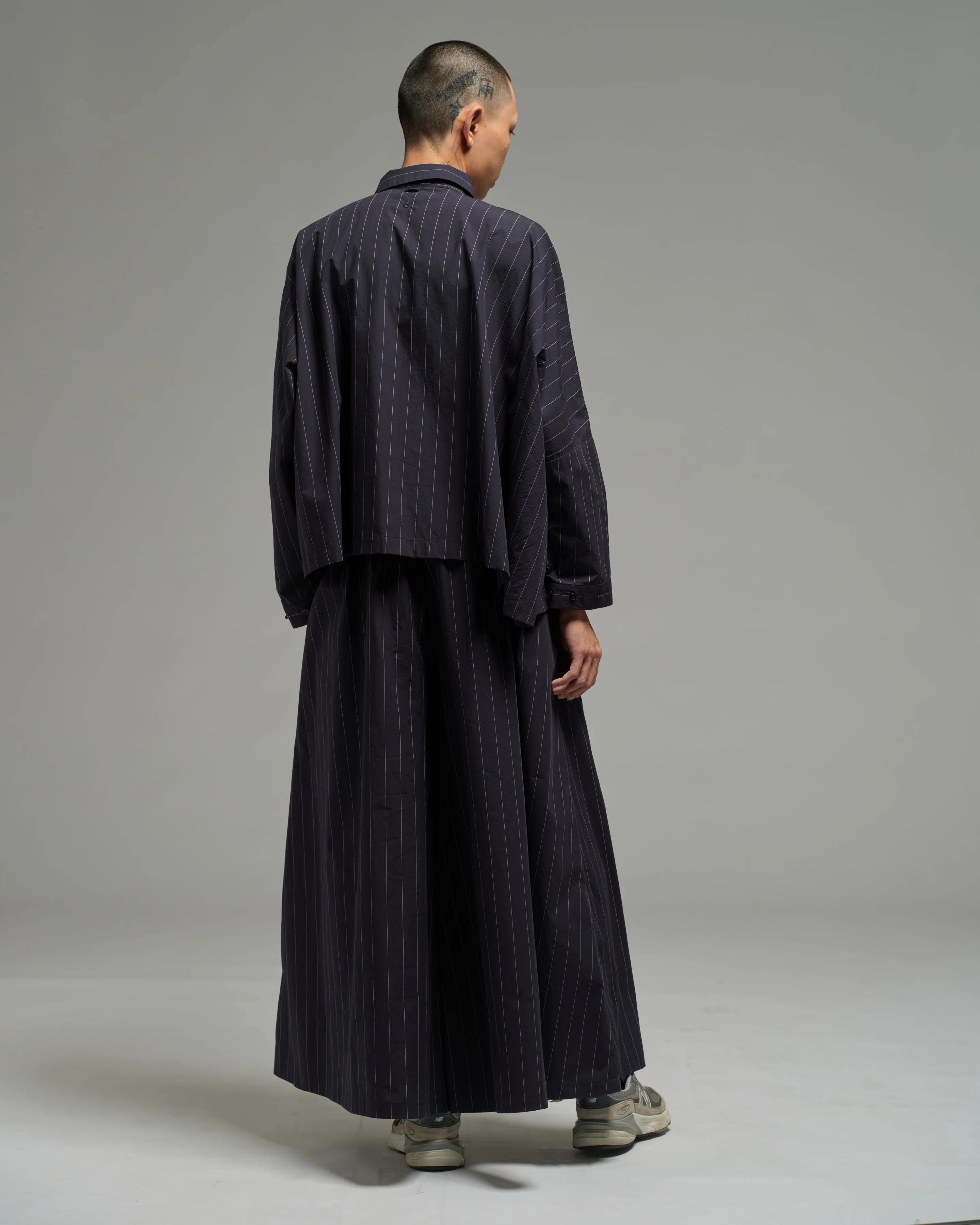 Unisex: Asymmetrical Shirt (Pinstripe Dark Blue) - Image 5