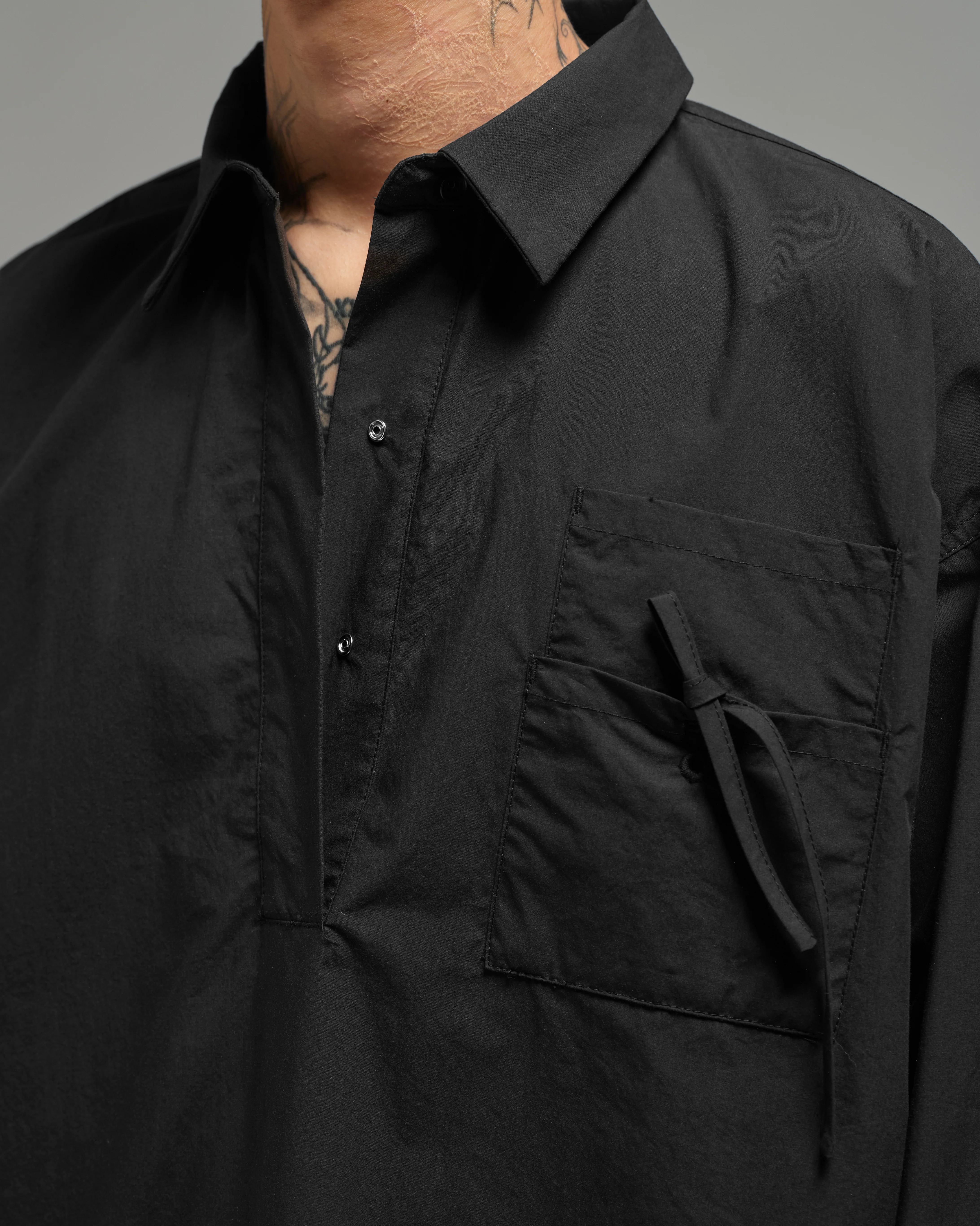 Unisex: Collared Shirt (Black) - Image 7
