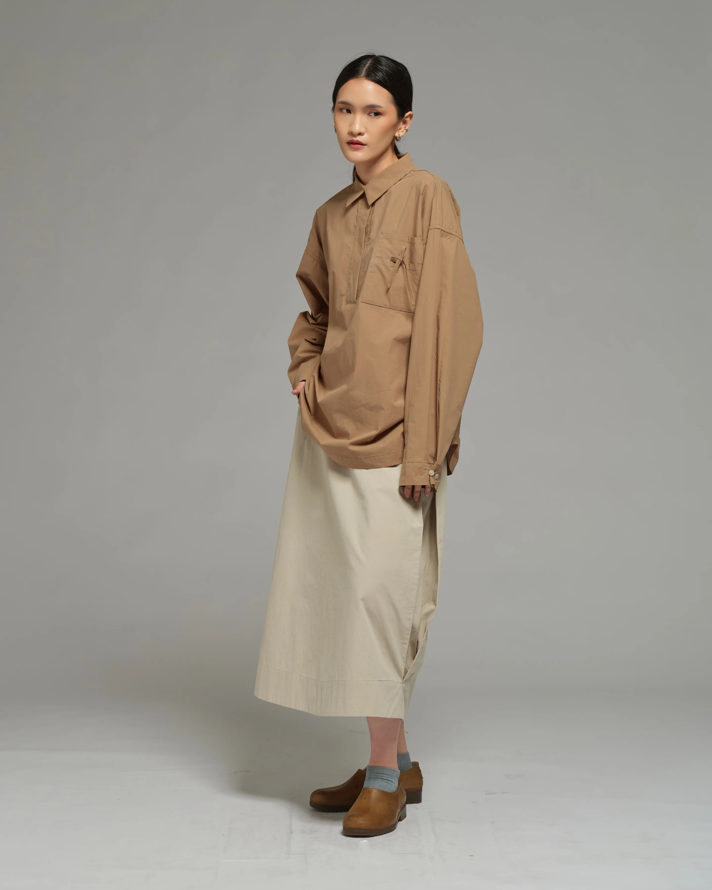 Unisex: Collared Shirt (Brown) - Image 5