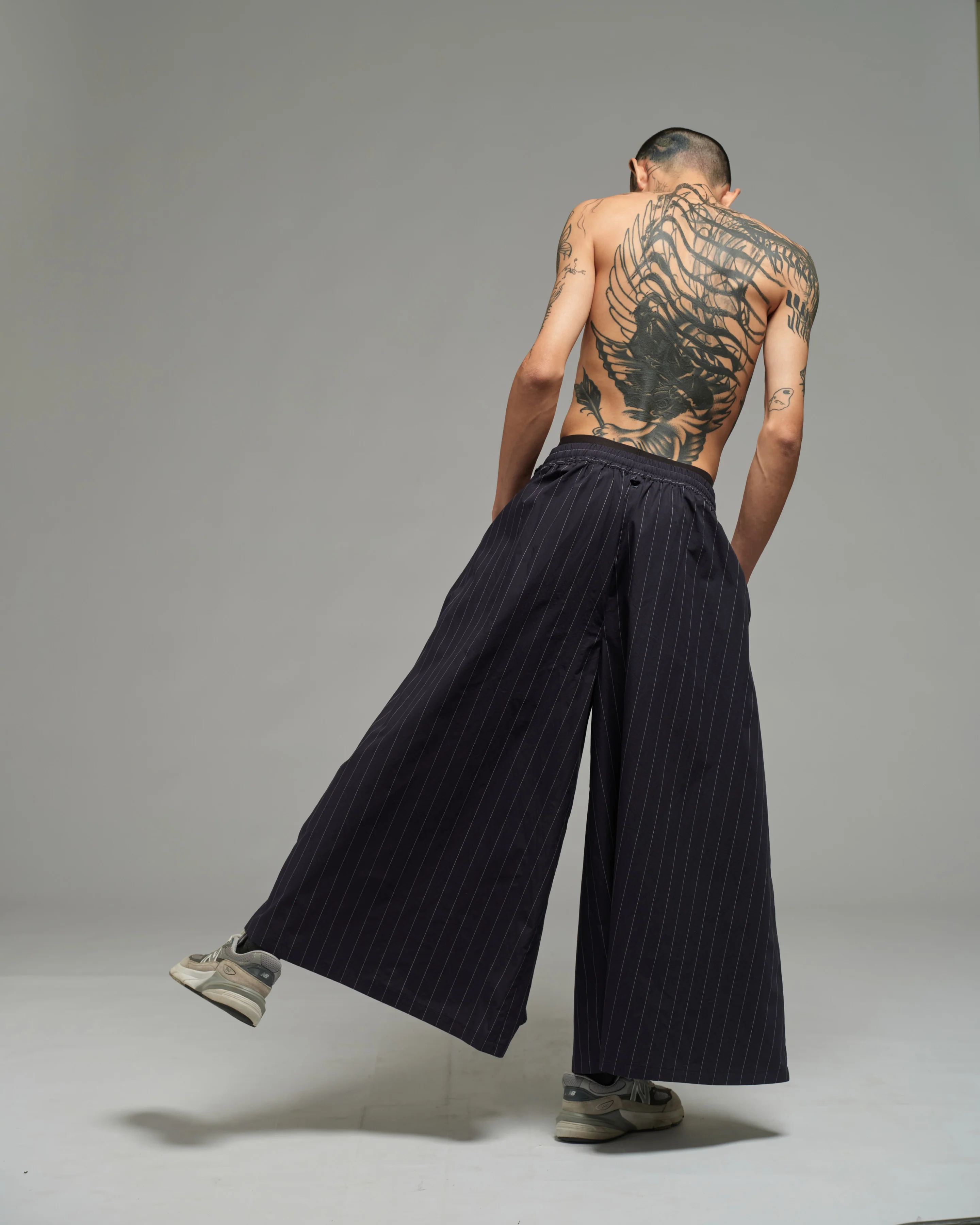 Unisex: Multi Hakama Pants (Pinstripe Dark Blue) - Image 2