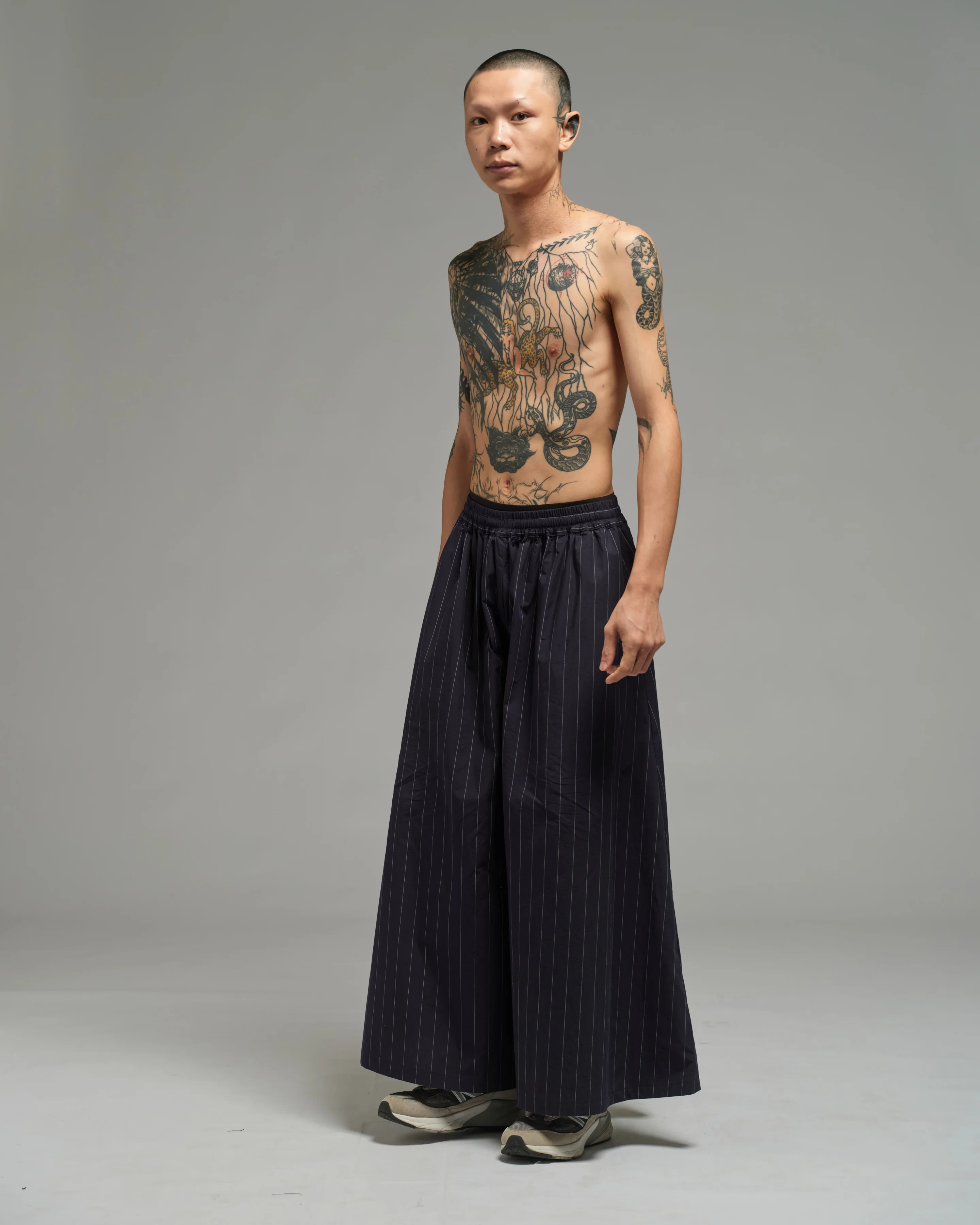 Unisex: Multi Hakama Pants (Pinstripe Dark Blue) - Image 3