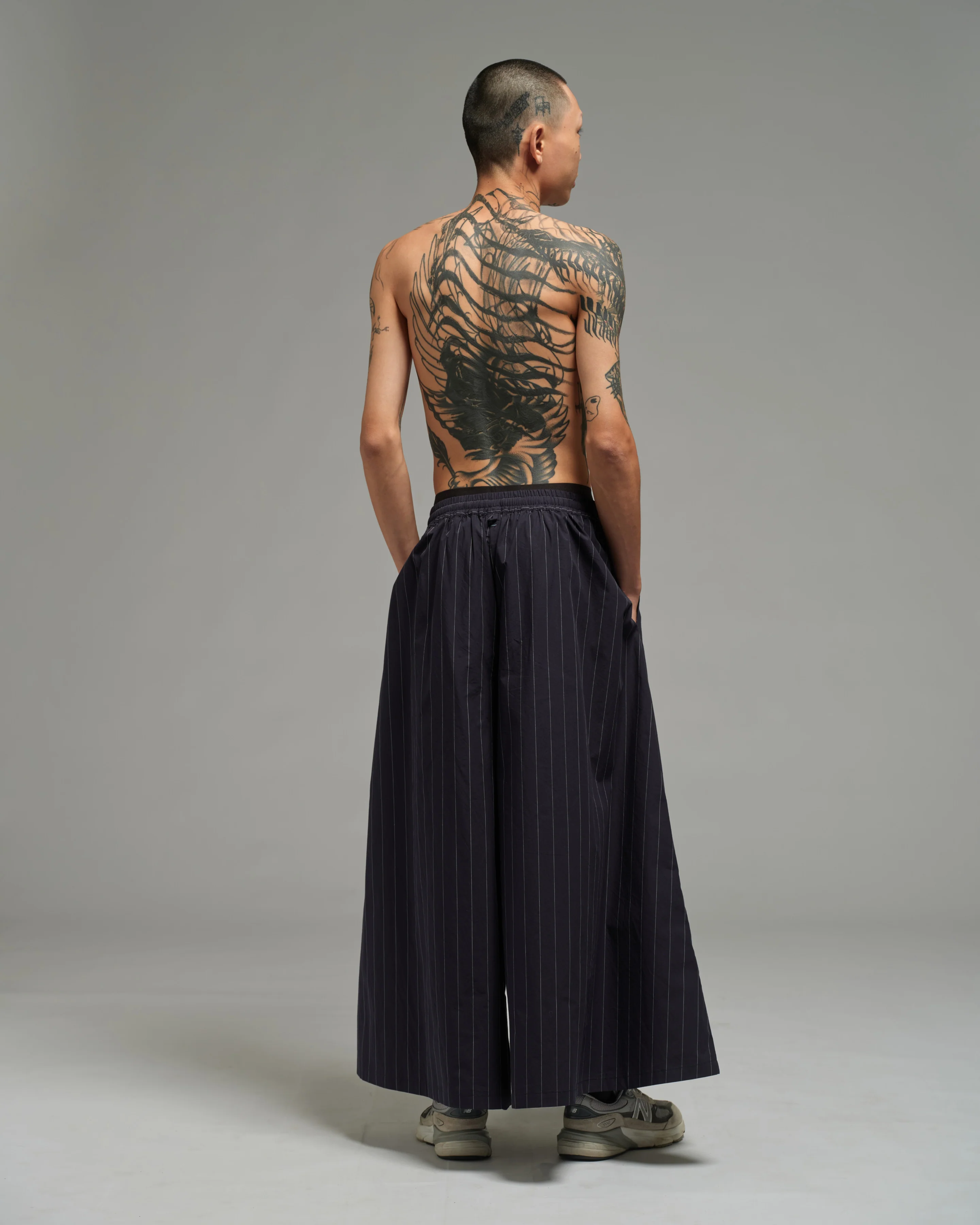 Unisex: Multi Hakama Pants (Pinstripe Dark Blue) - Image 4