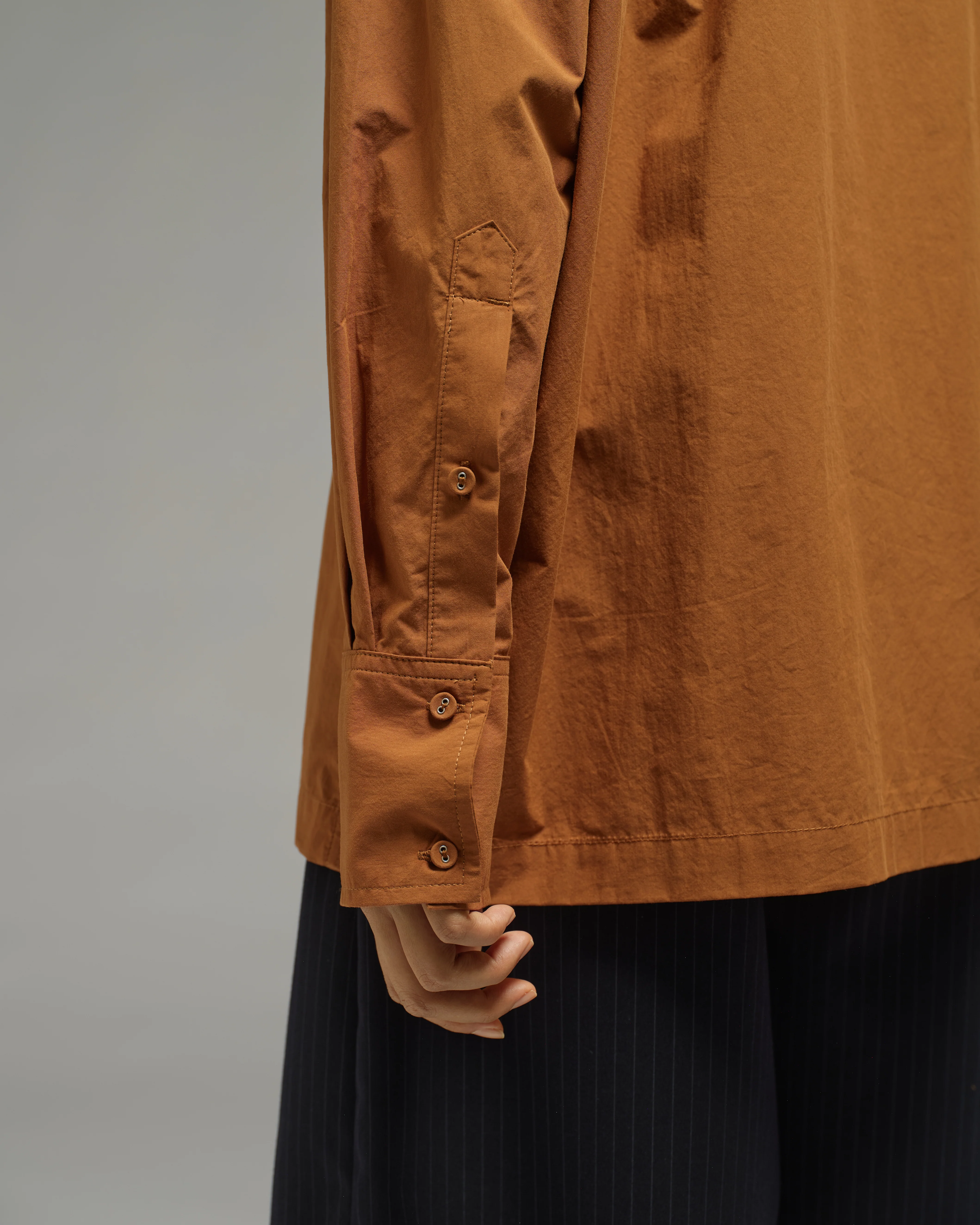 Unisex: Panelled Placket Shirt (Dark Brown) - Image 8
