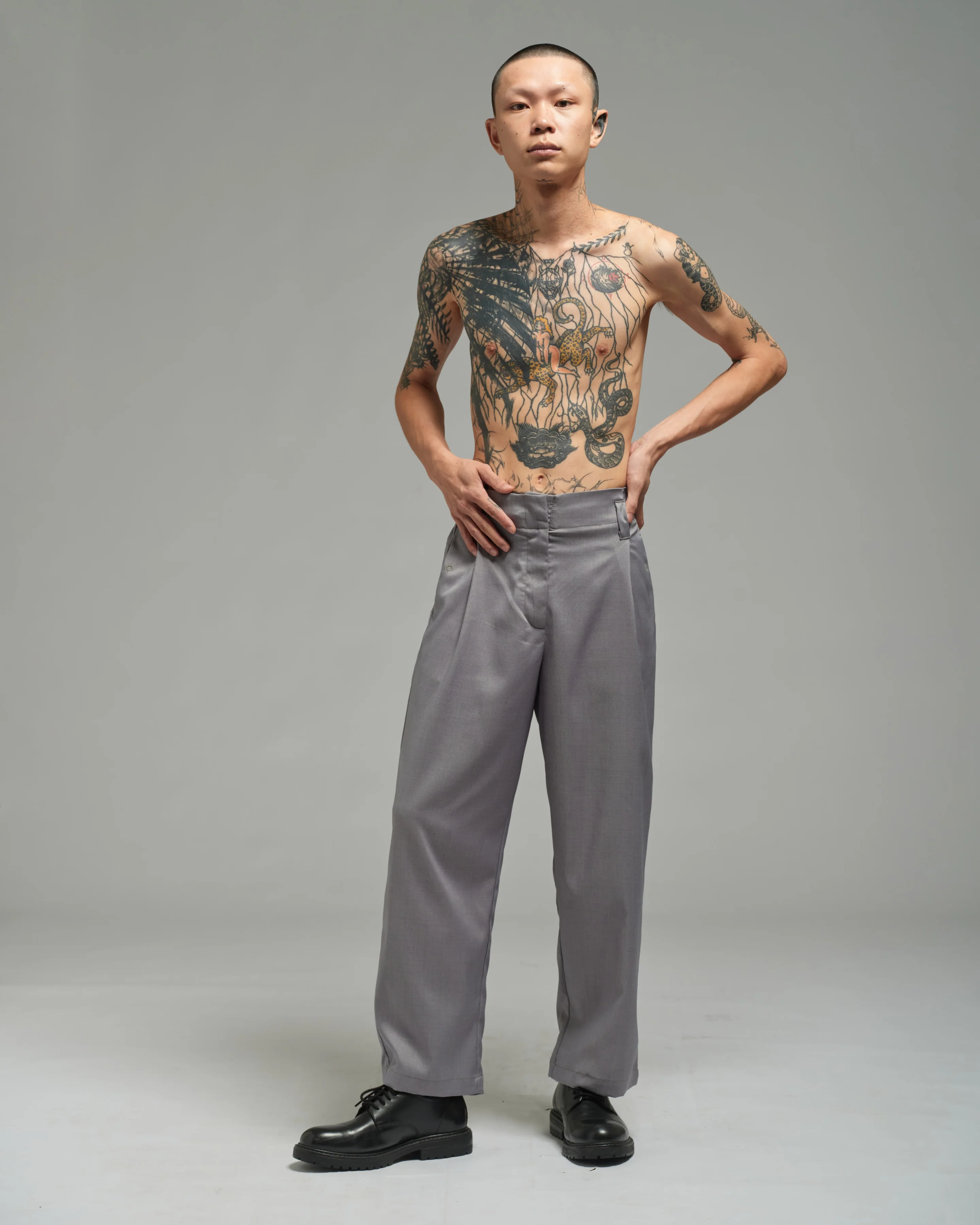 Unisex: Pleated Waist Pants (Grey)