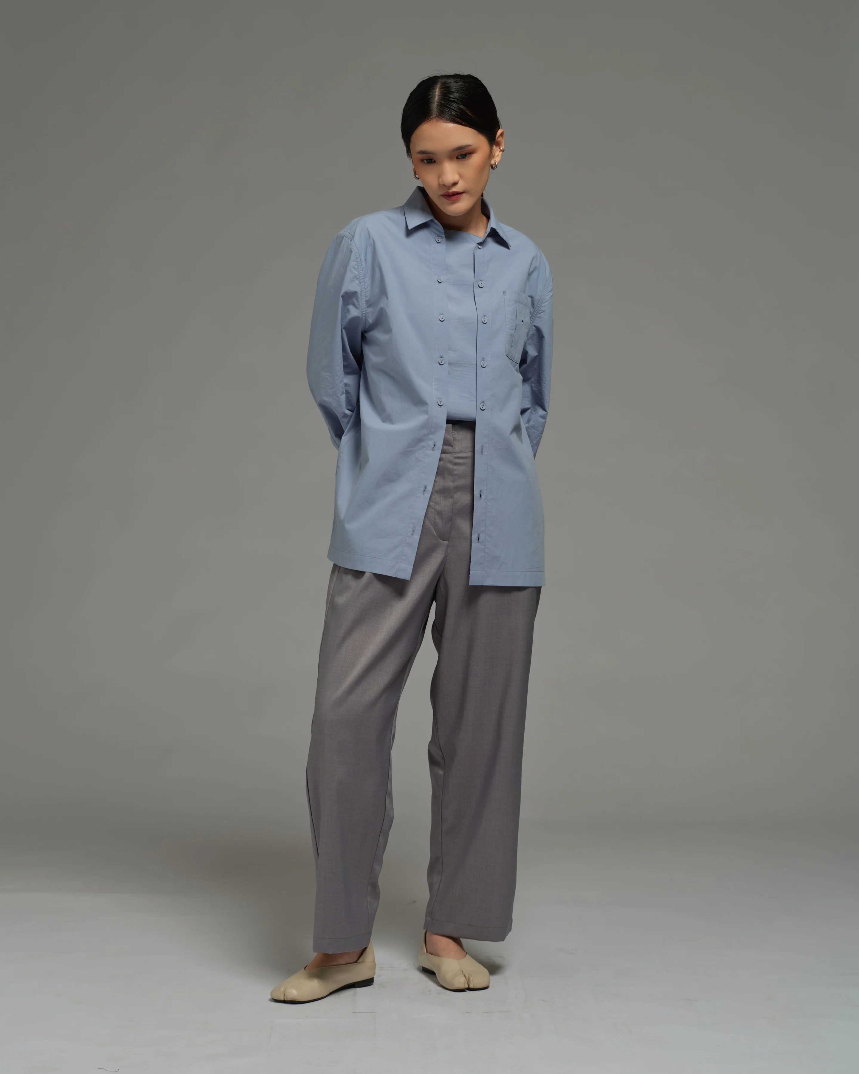 Unisex: Pleated Waist Pants (Grey) - Image 2
