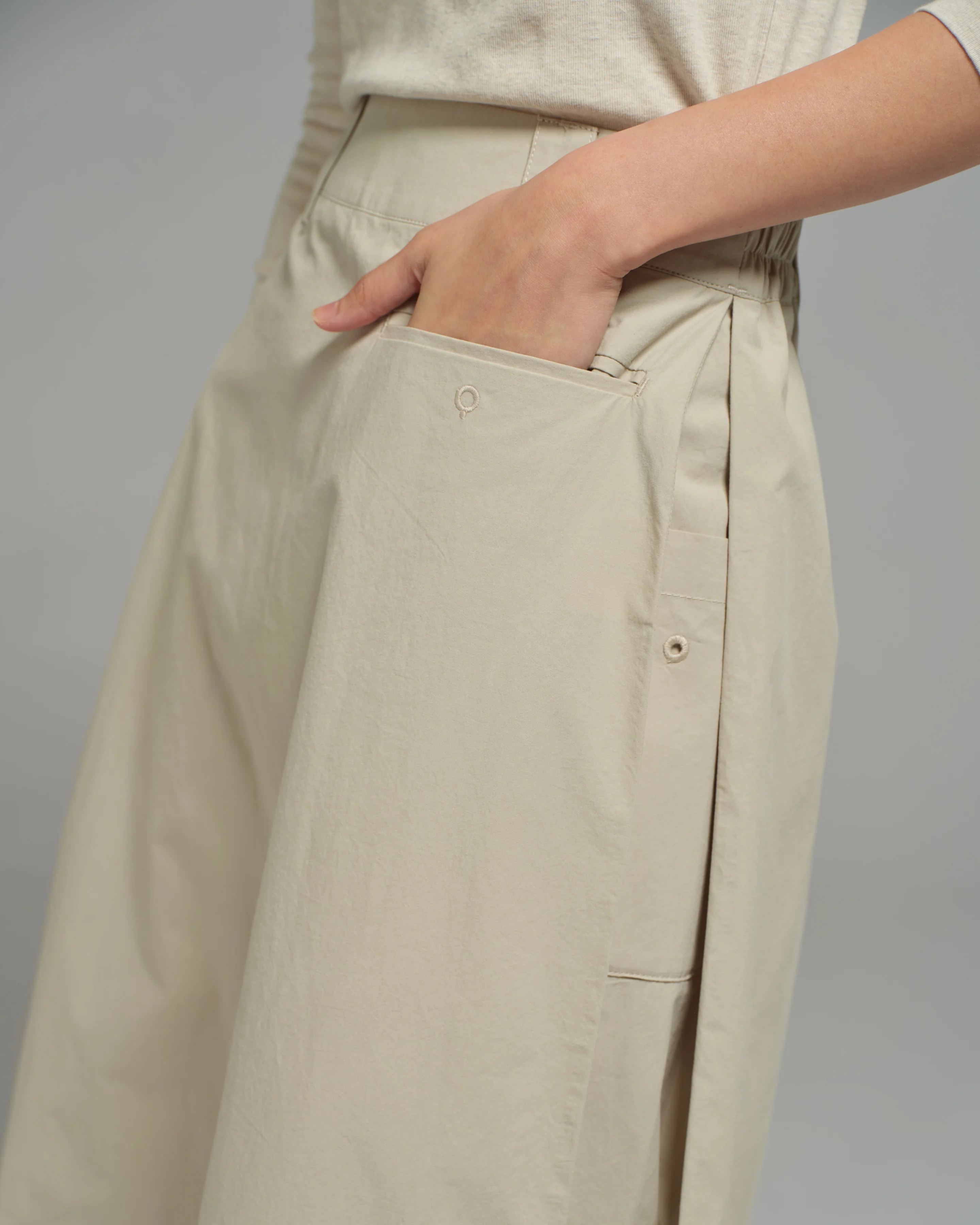 Women: Side Pleated Skirt (Beige) - Image 7
