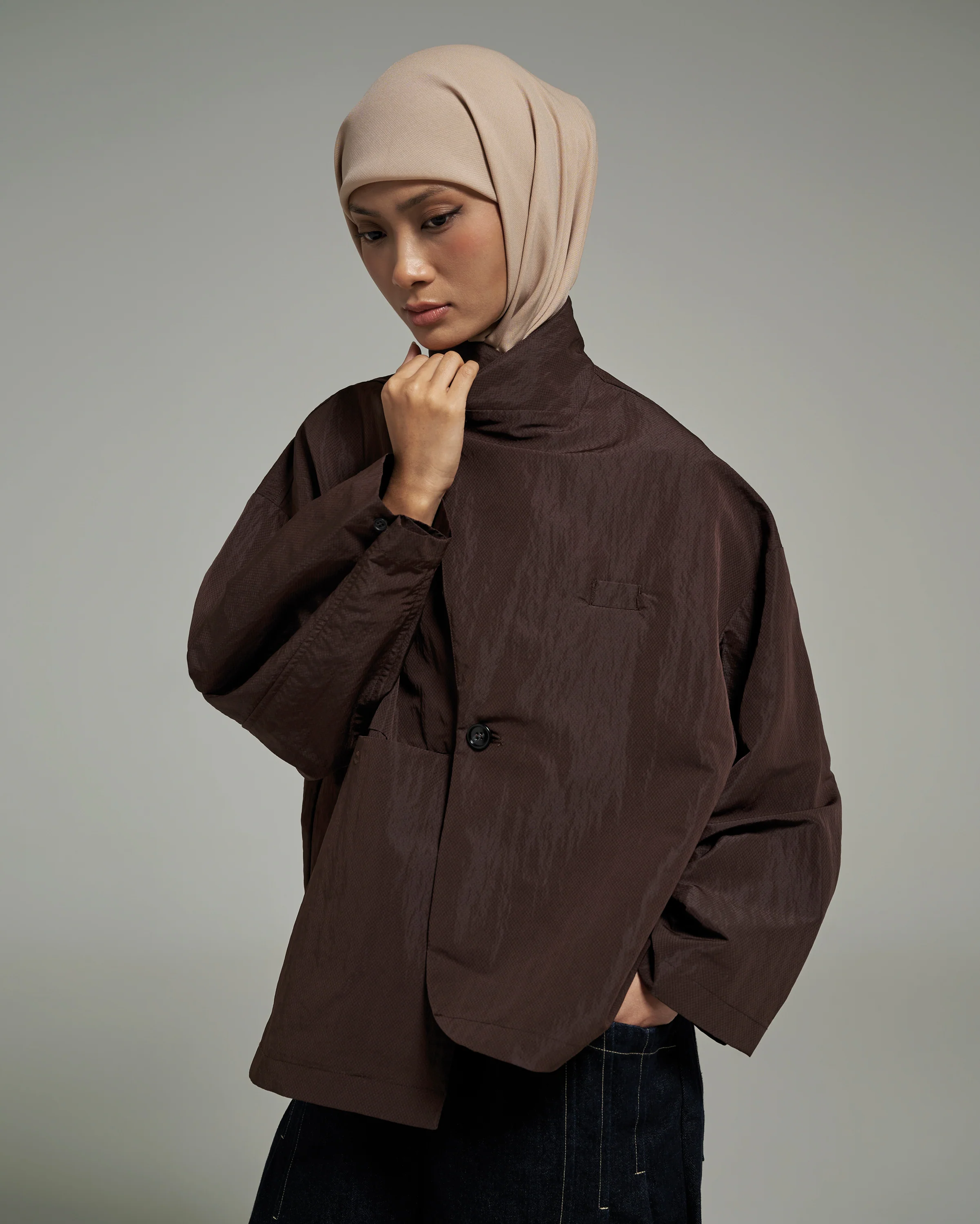 Unisex: The Asymmetrical Jacket (Aubergine) - Image 9