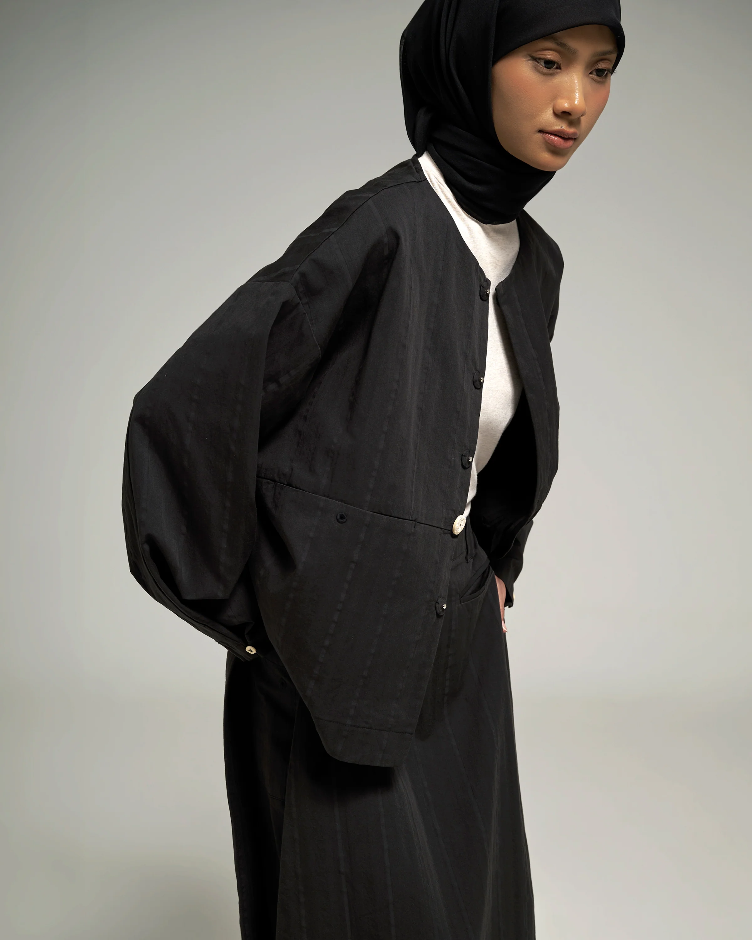 Unisex: The Cropped Jacket (Black Stripe) - Image 7