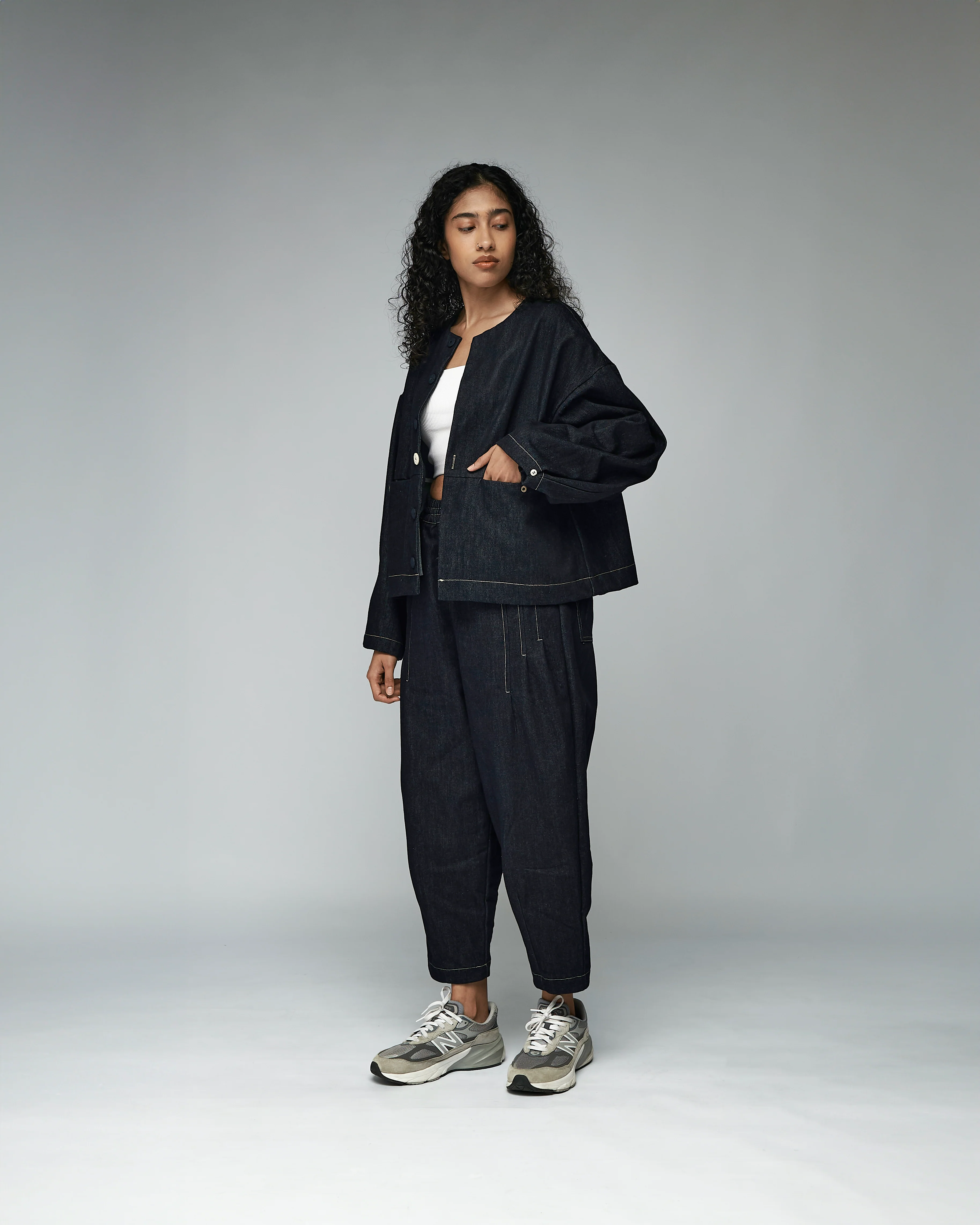 Unisex: The Cropped Jacket (Black Denim) - Image 3