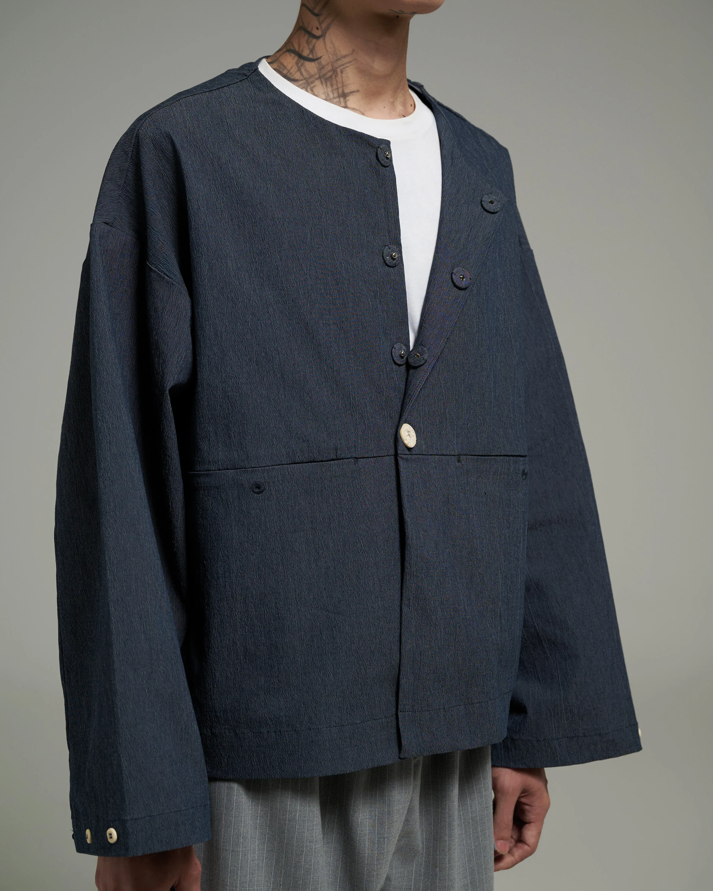 Unisex: The Cropped Jacket (Blue Denim) - Image 6