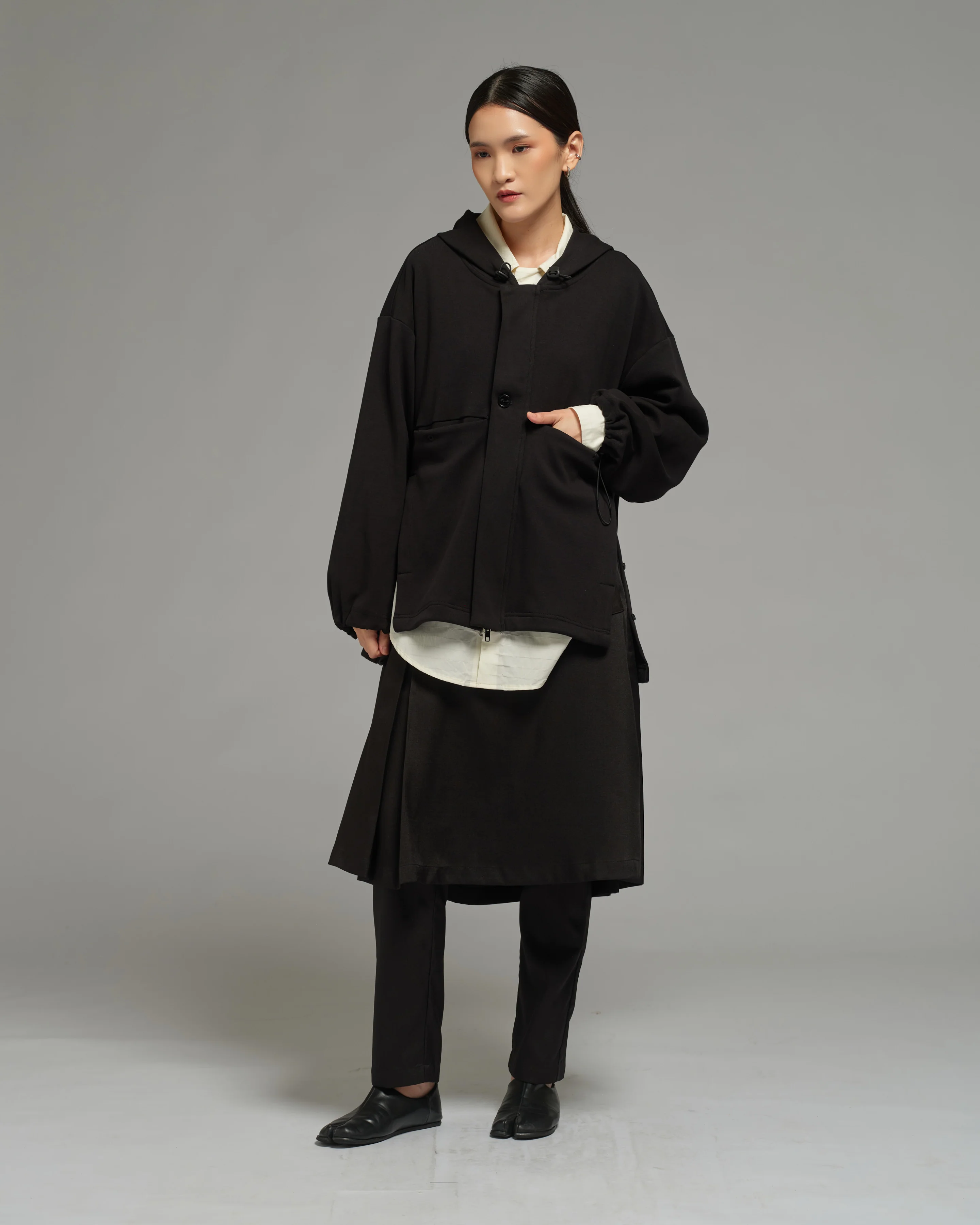 Unisex: The Hooded Sweater (Jersey Black) - Image 3