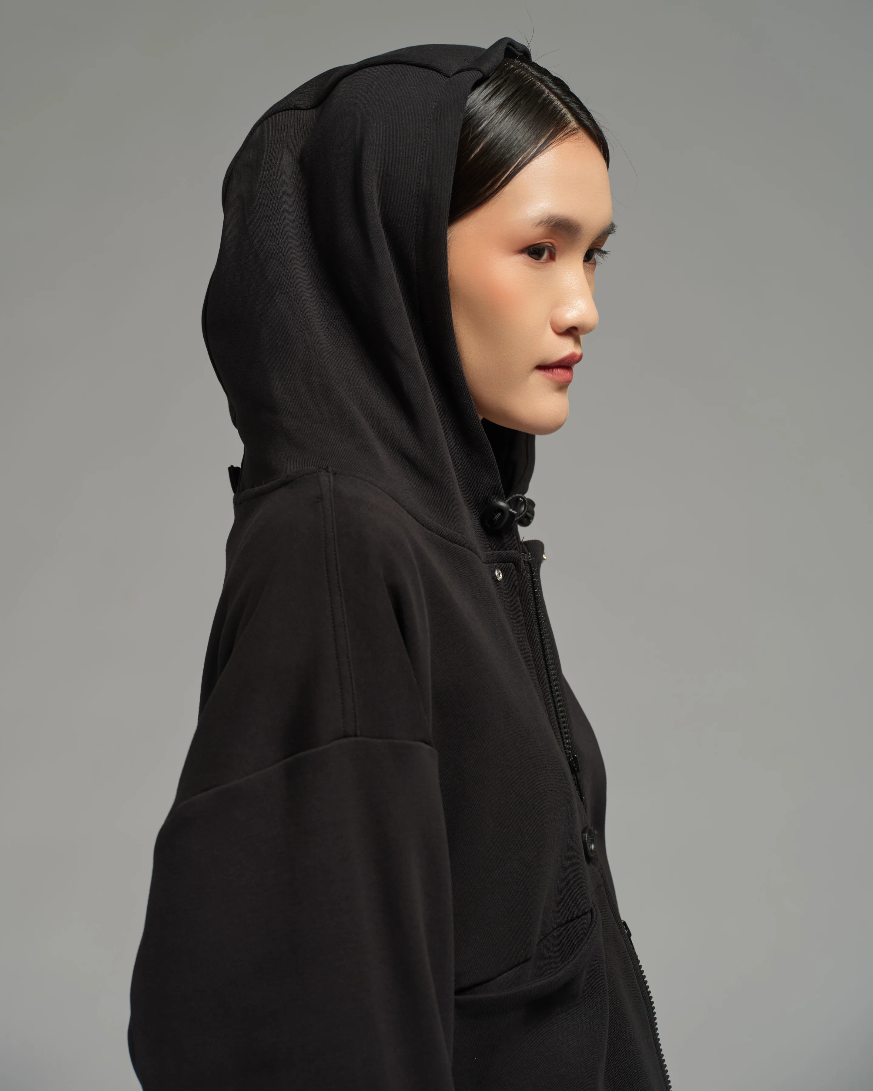 Unisex: The Hooded Sweater (Jersey Black) - Image 6