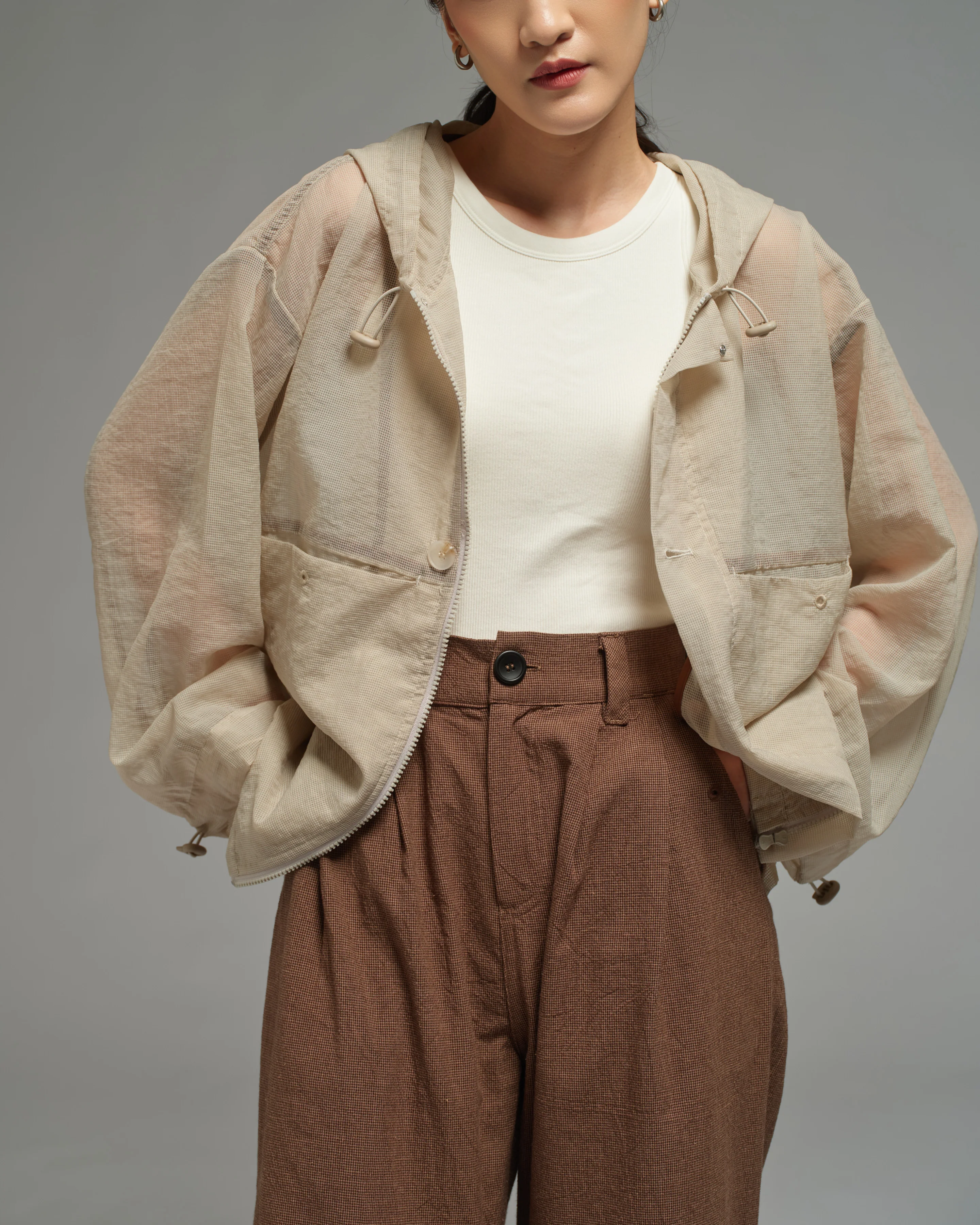 Unisex: The Hooded Jacket (Sand) - Image 5