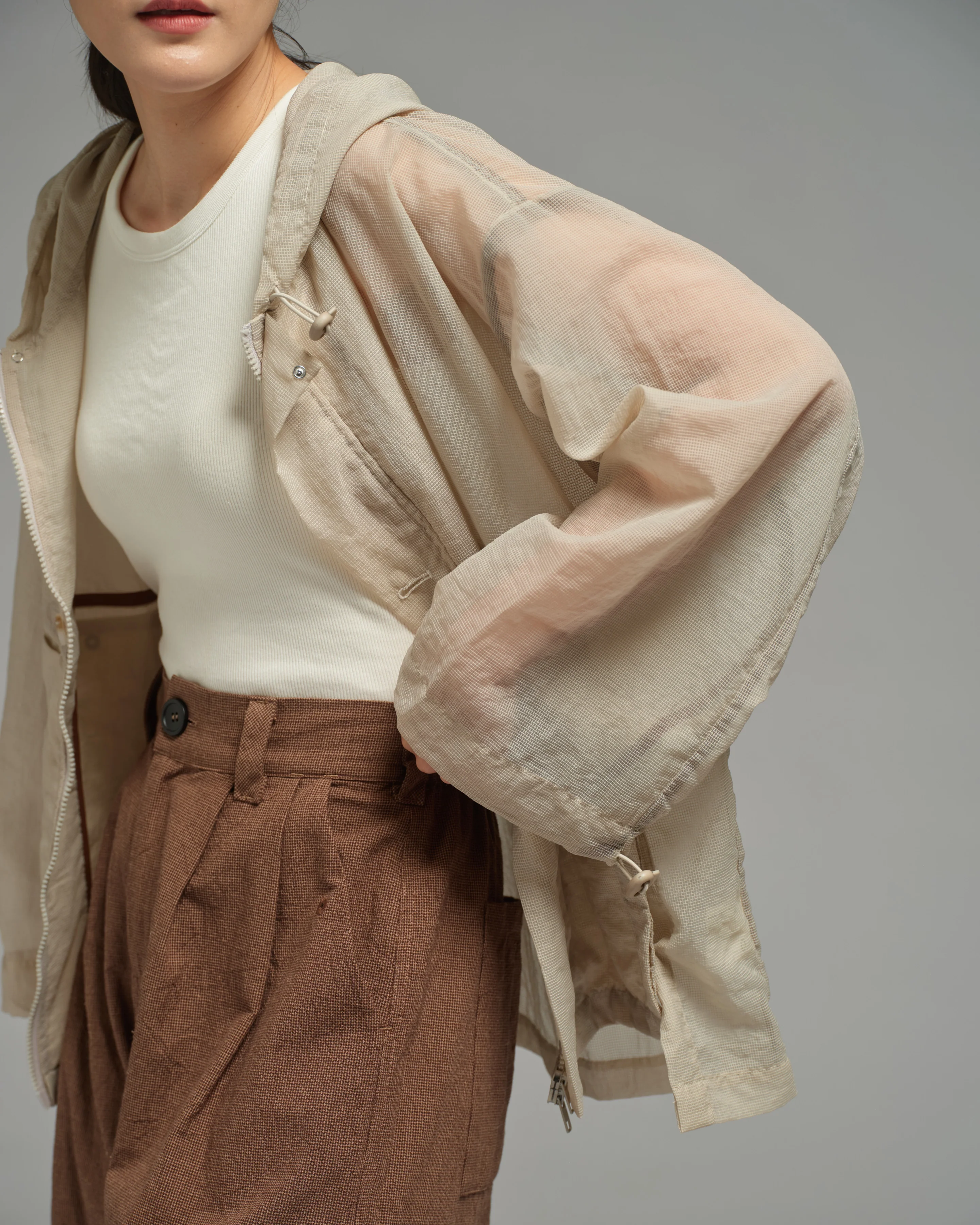 Unisex: The Hooded Jacket (Sand) - Image 6
