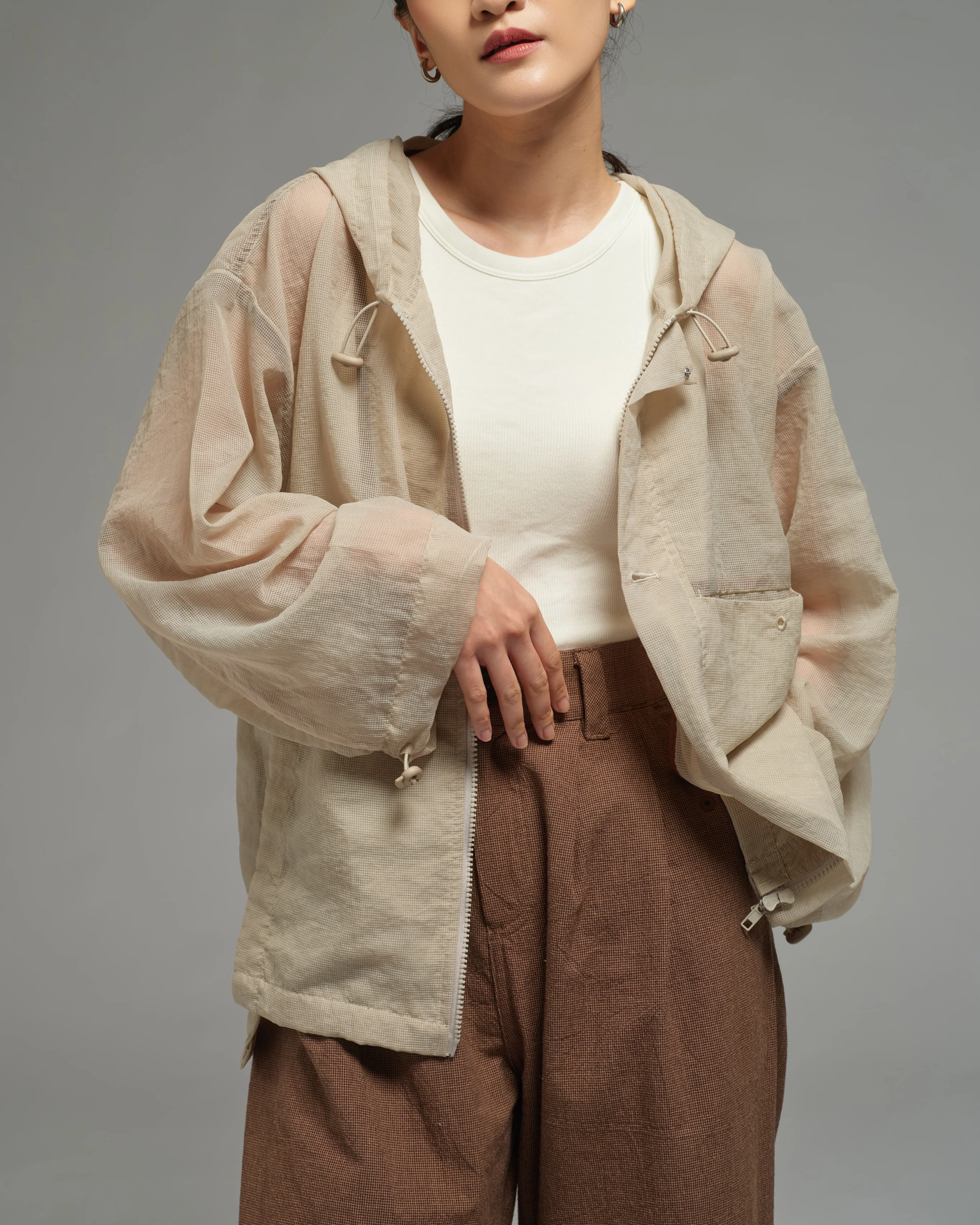 Unisex: The Hooded Jacket (Sand) - Image 7