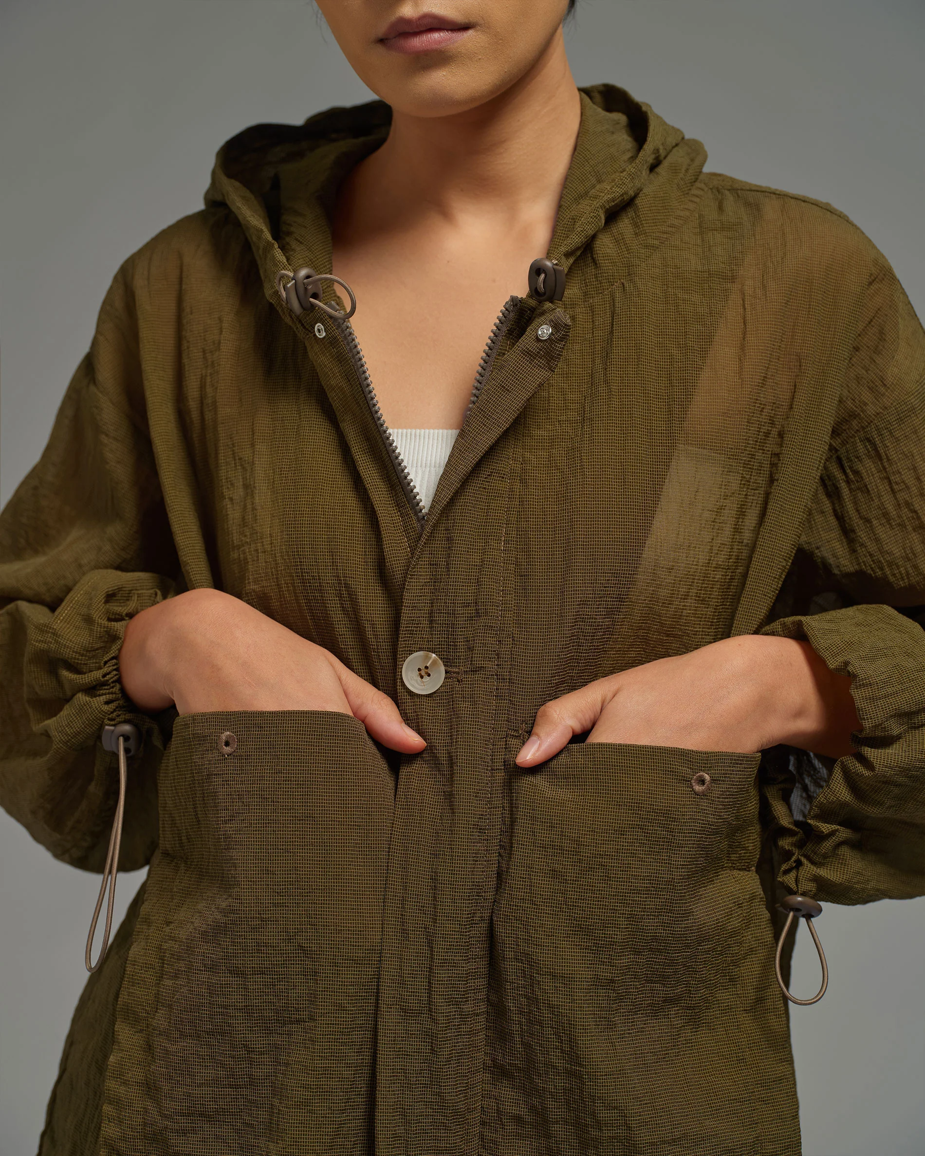 Unisex: The Hooded Jacket (Dark Olive) - Image 5