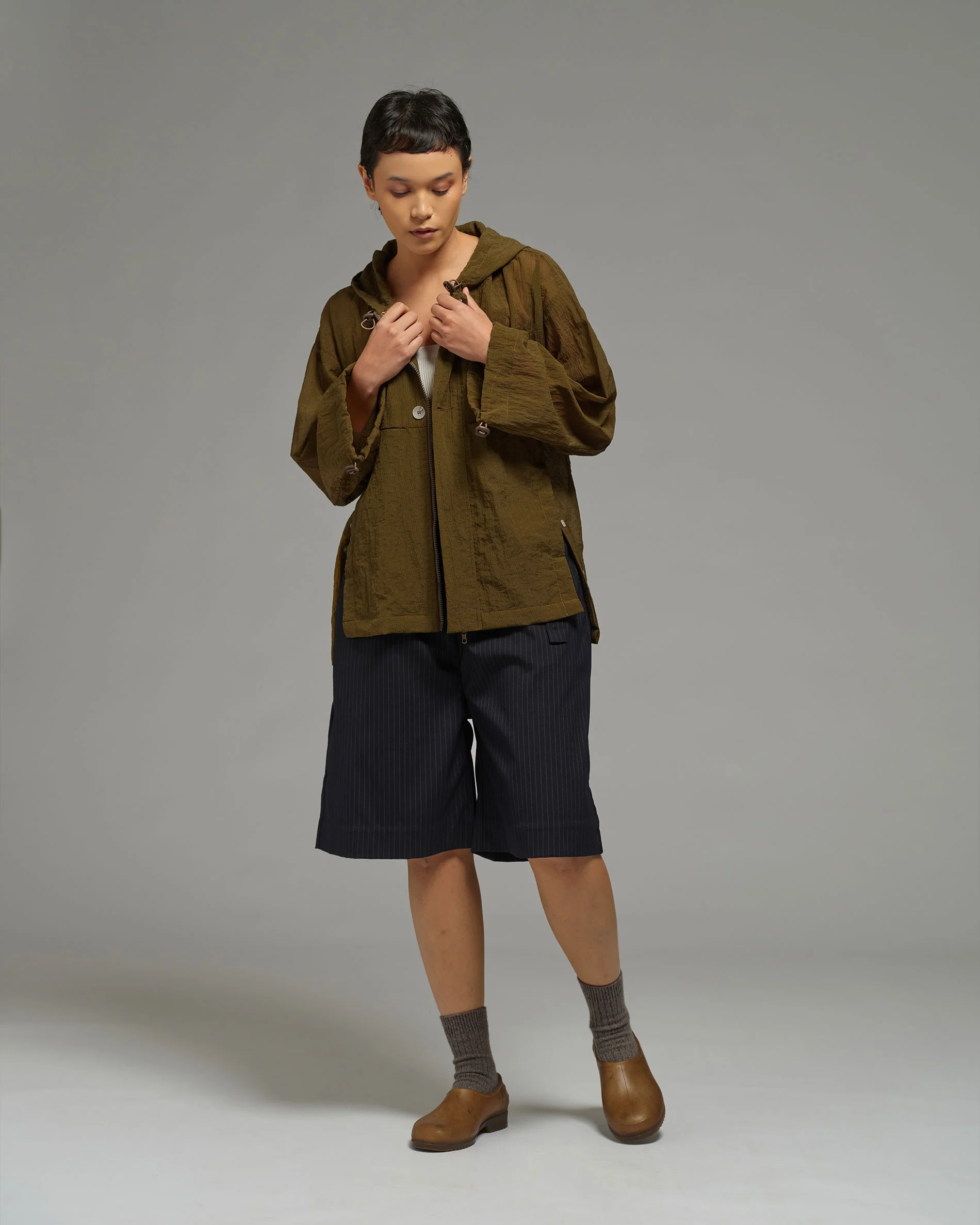 Unisex: The Hooded Jacket (Dark Olive) - Image 7