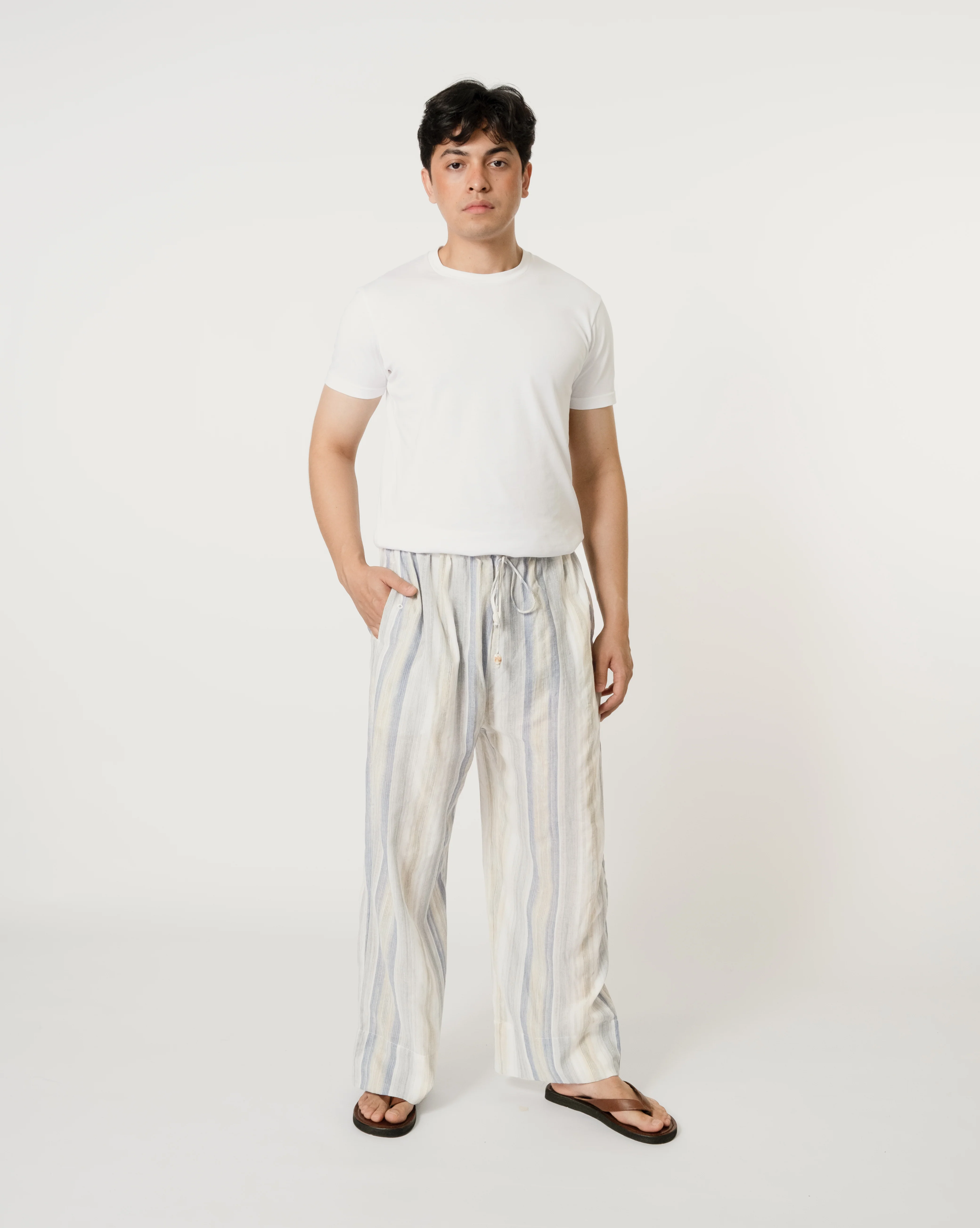 Unisex: There Loose Pants (Blue Stripe) - Image 5