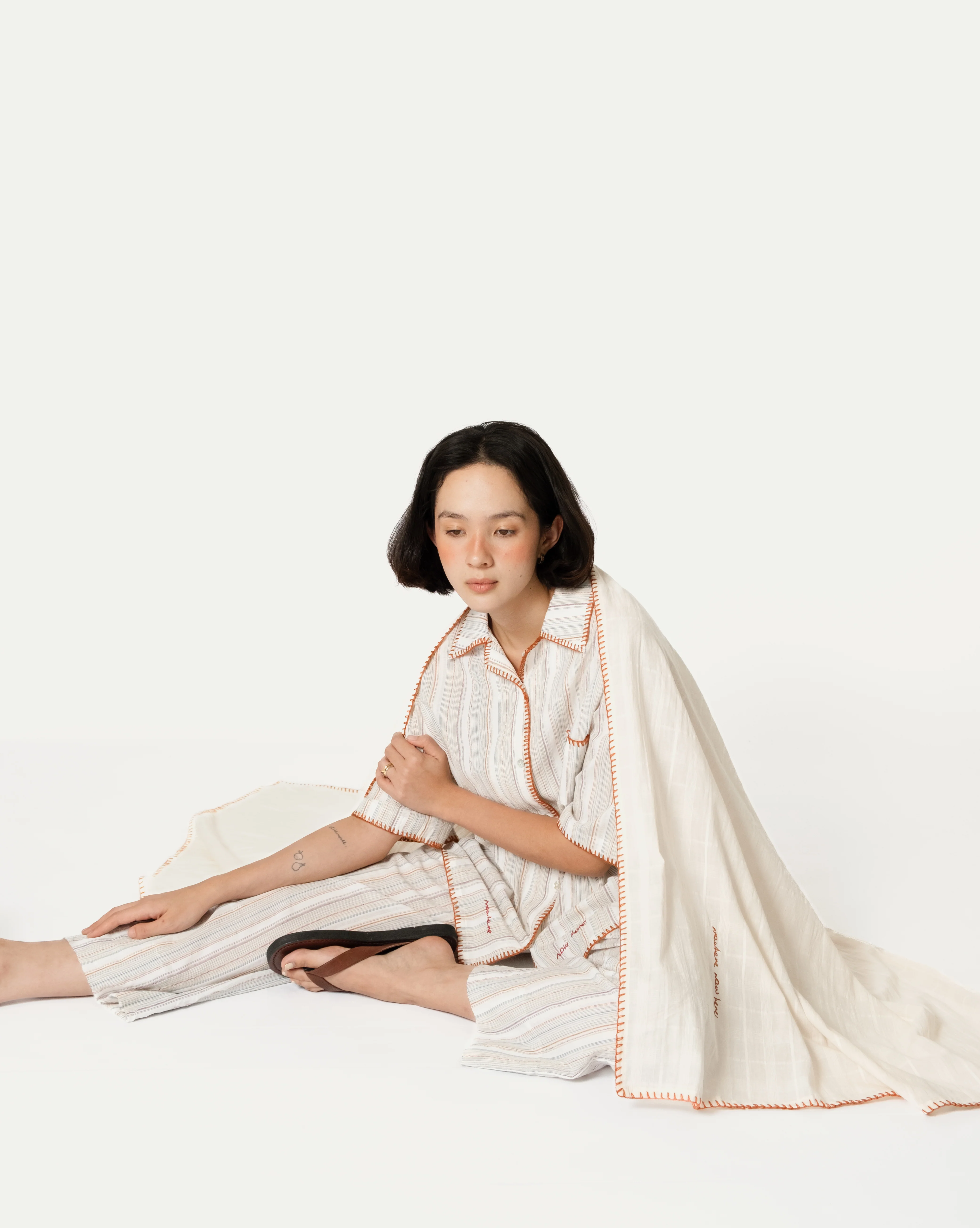 Unisex: There Loose Pants (Brick Stripe) - Image 10
