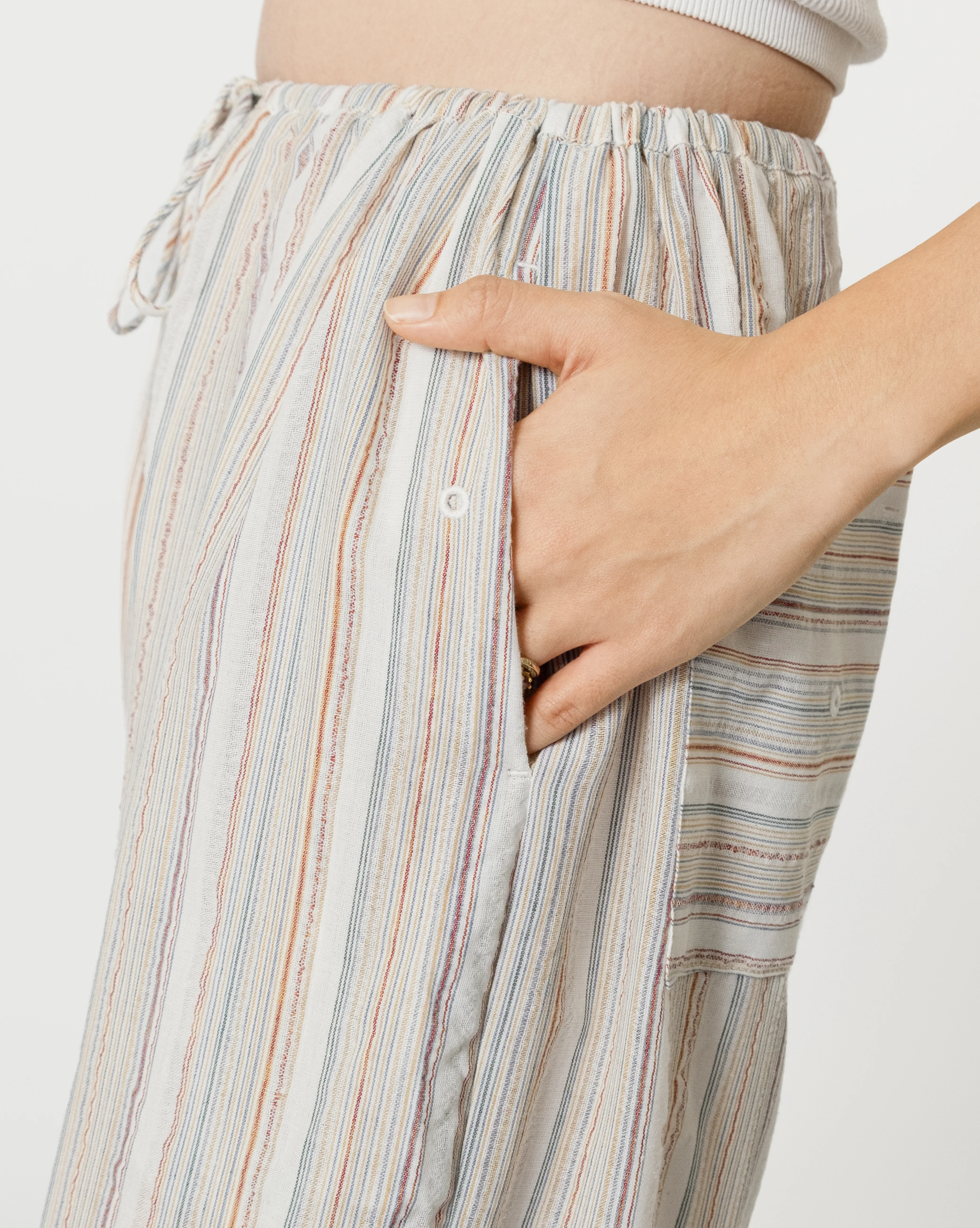 Unisex: There Loose Pants (Brick Stripe) - Image 5