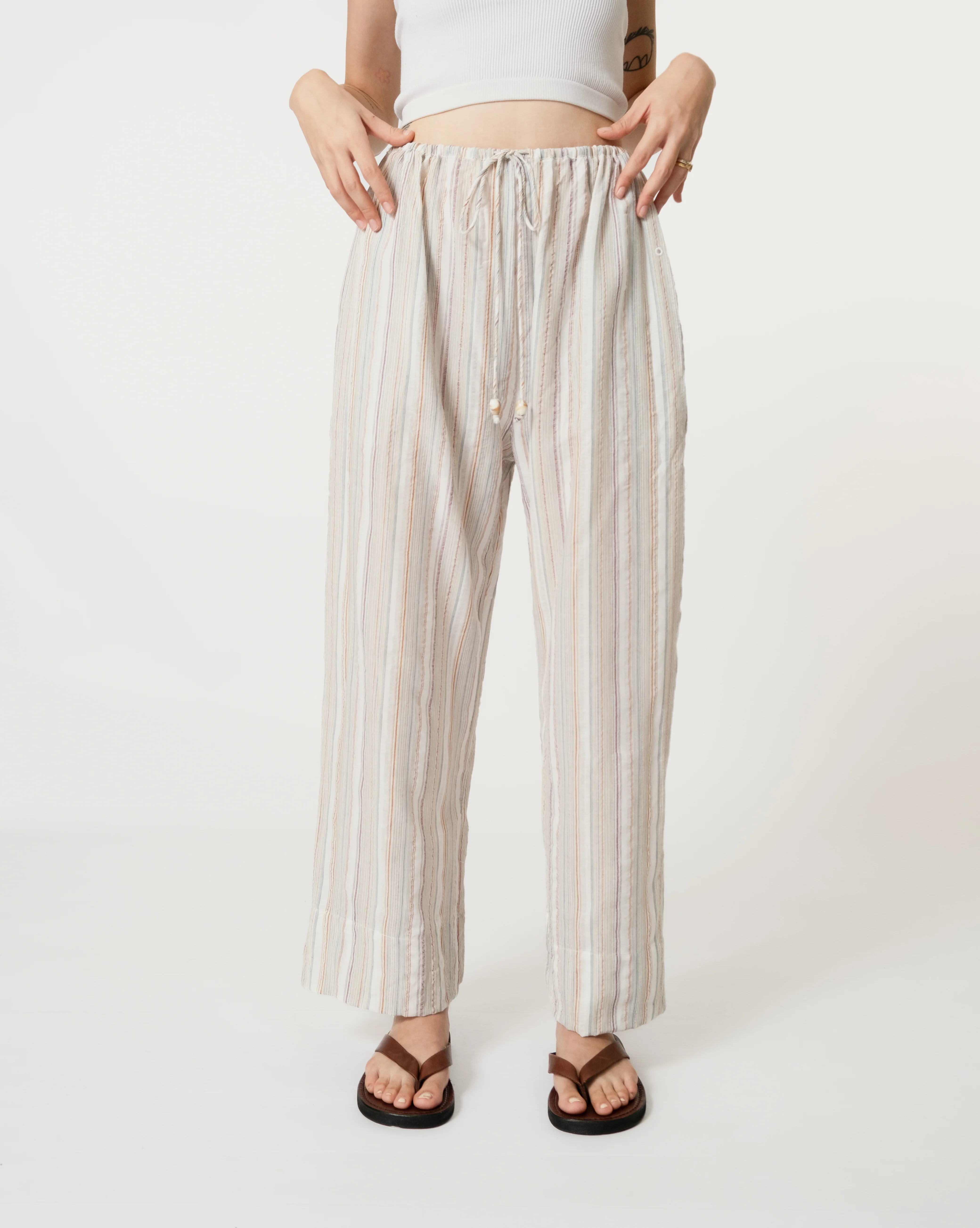 Unisex: There Loose Pants (Brick Stripe) - Image 8
