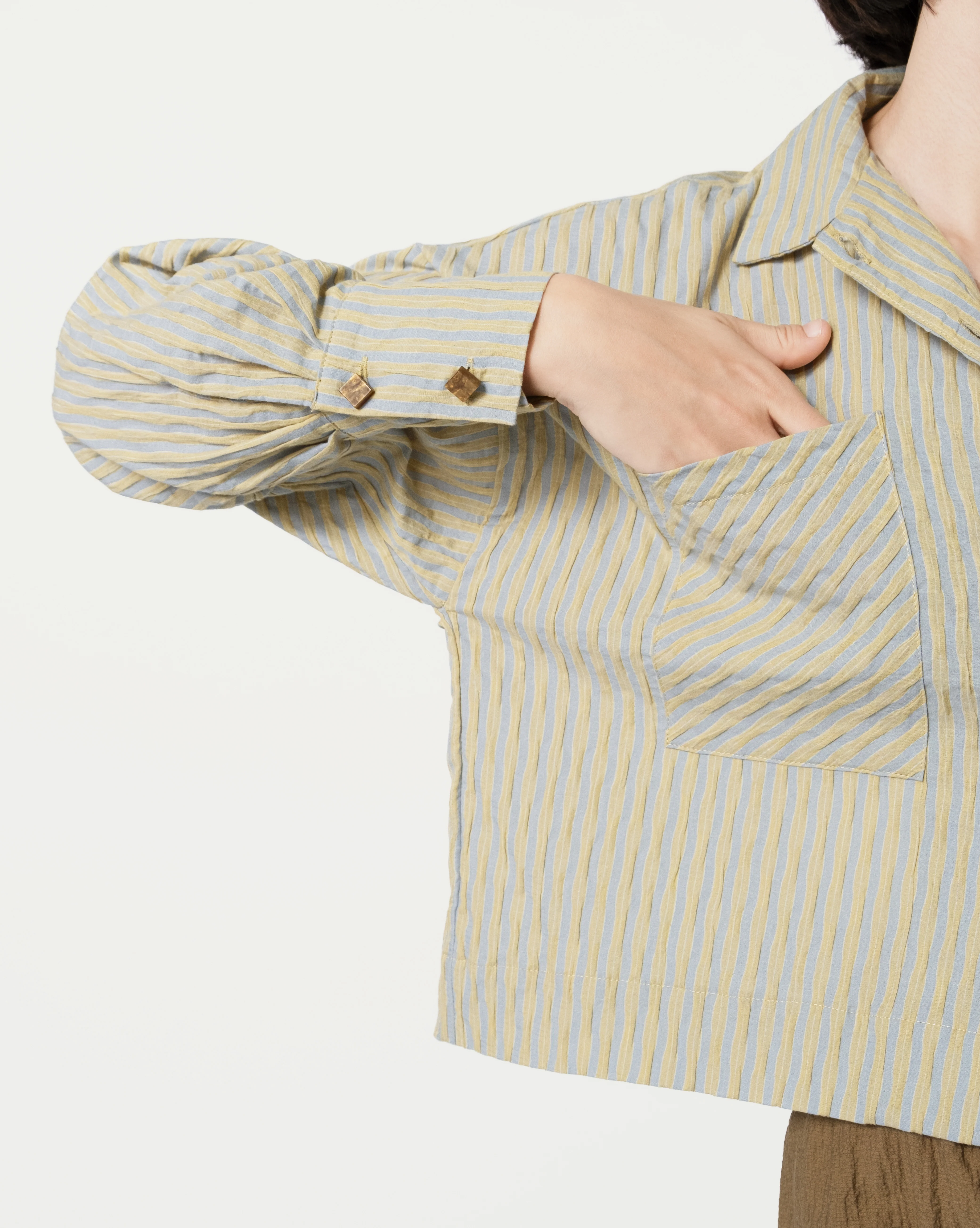 Women: Here Cropped Top (Blue Stripe) - Image 6