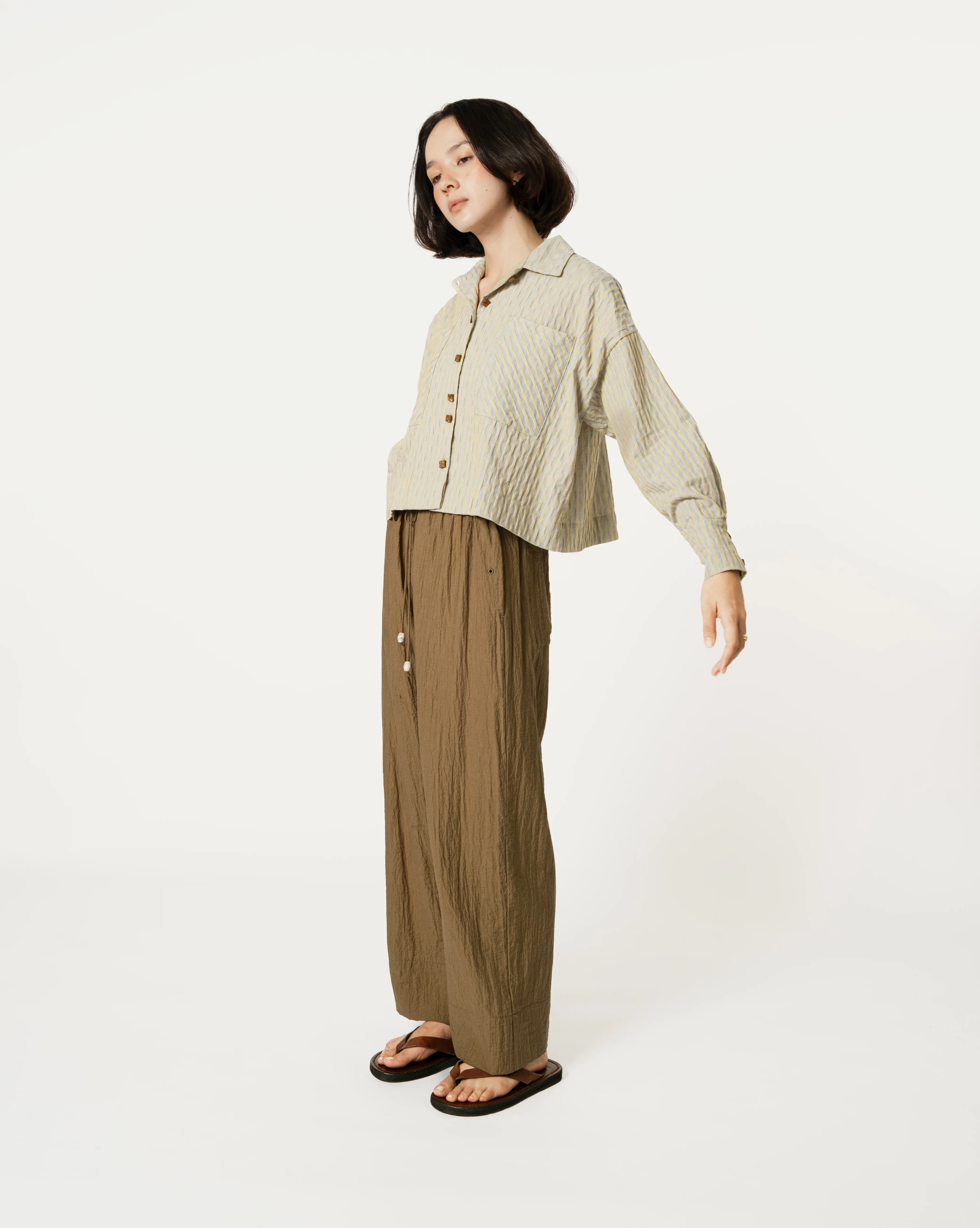 Women: Here Cropped Top (Blue Stripe) - Image 8