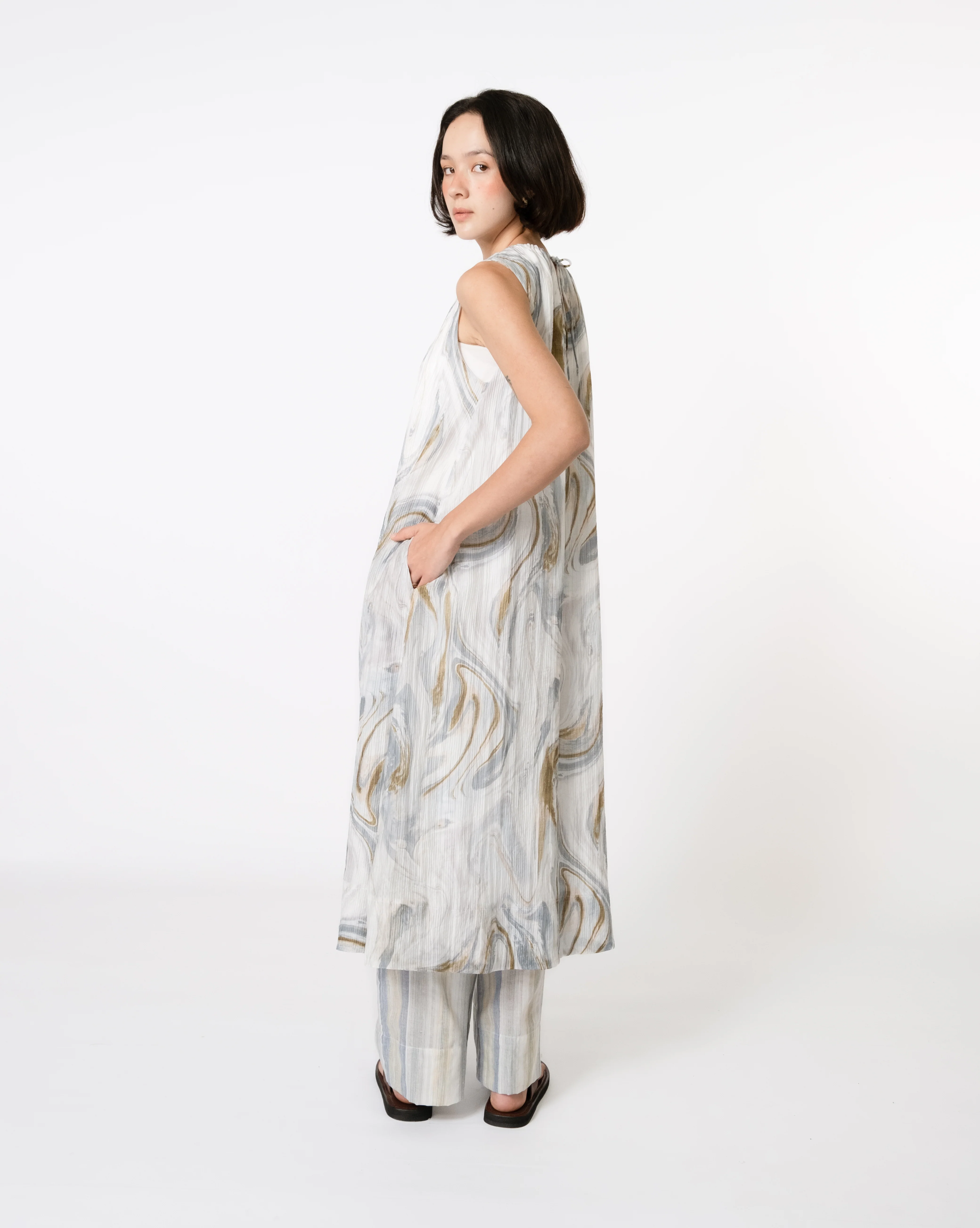 Women: Journey Loose Dress (Blue Marble) - Image 4